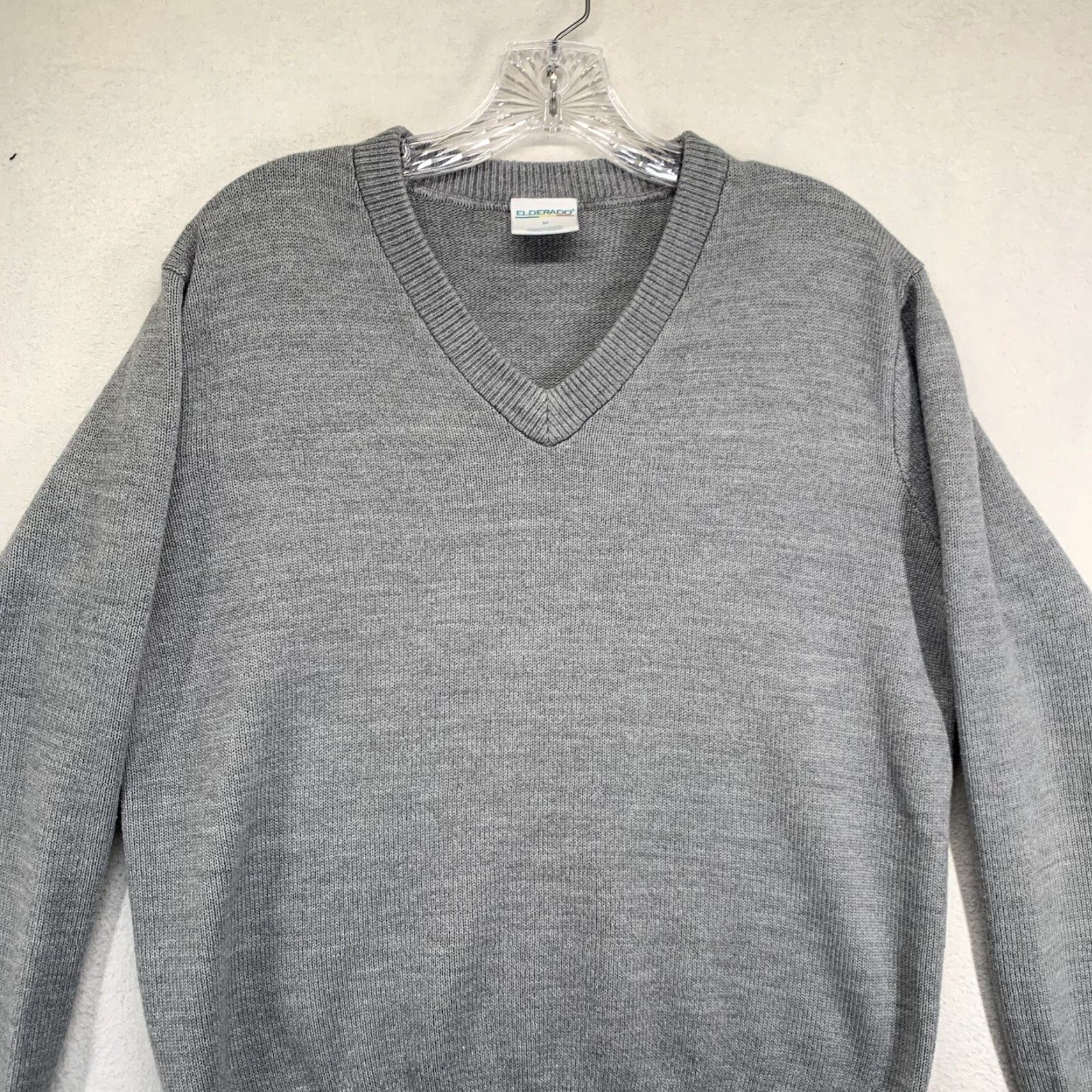 Vintage VINTAGE El Dorado Men's Gray Sweater Medium Acrylic Long Sleeve V-Neck 80s 90s Classic Size US M / EU 48-50 / 2 - 6 Thumbnail