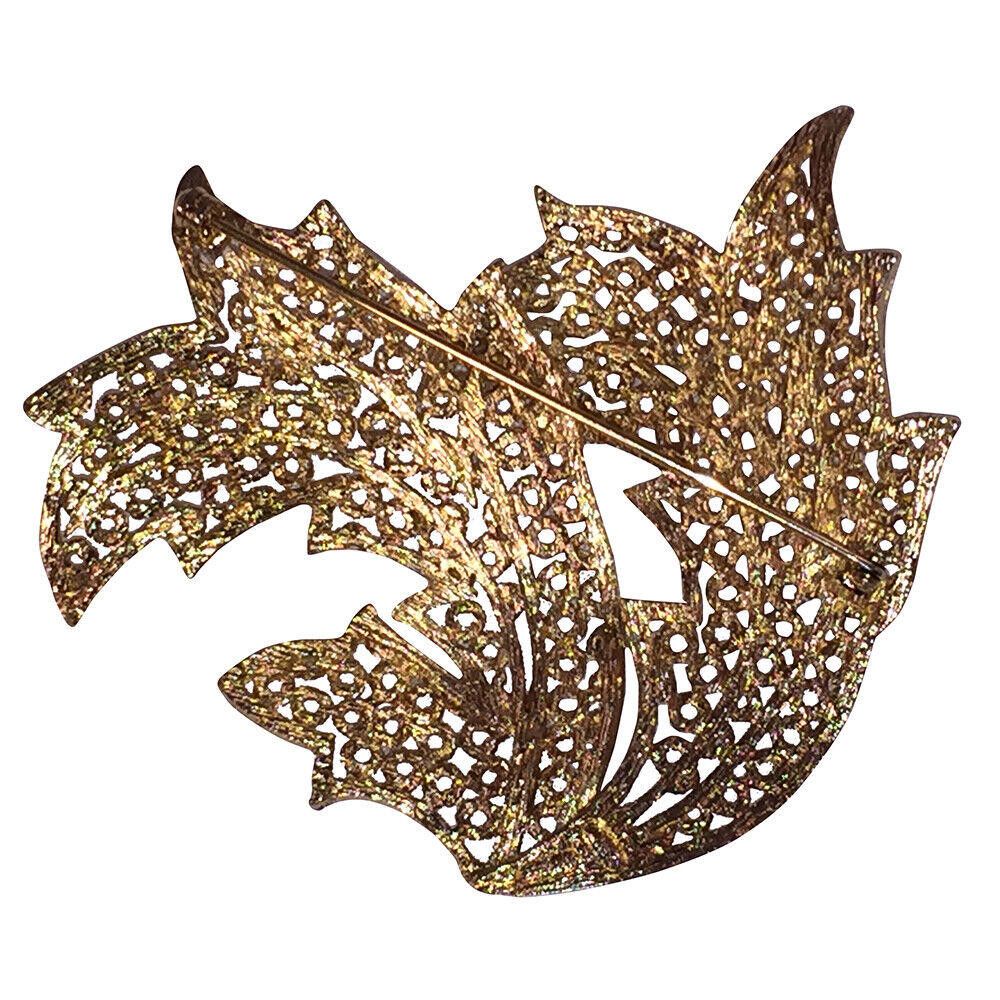 Dior Christian Dior Statement Gold Plated Filigree Leaf Brooch Size ONE SIZE - 4 Thumbnail