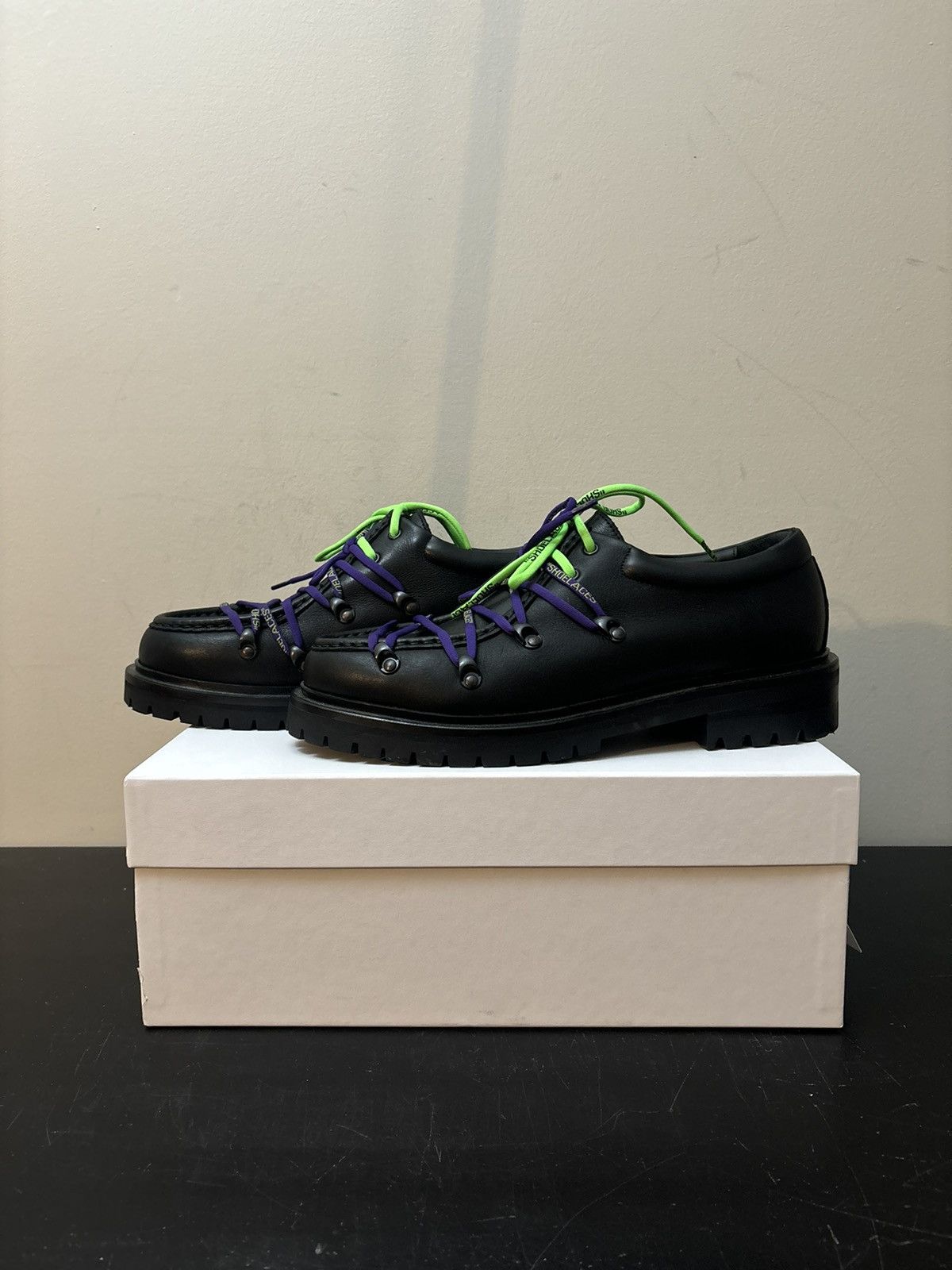 Off-White Off White Heritage Leather Derby Black Green Purple Size US 10 / EU 43 - 1 Thumbnail