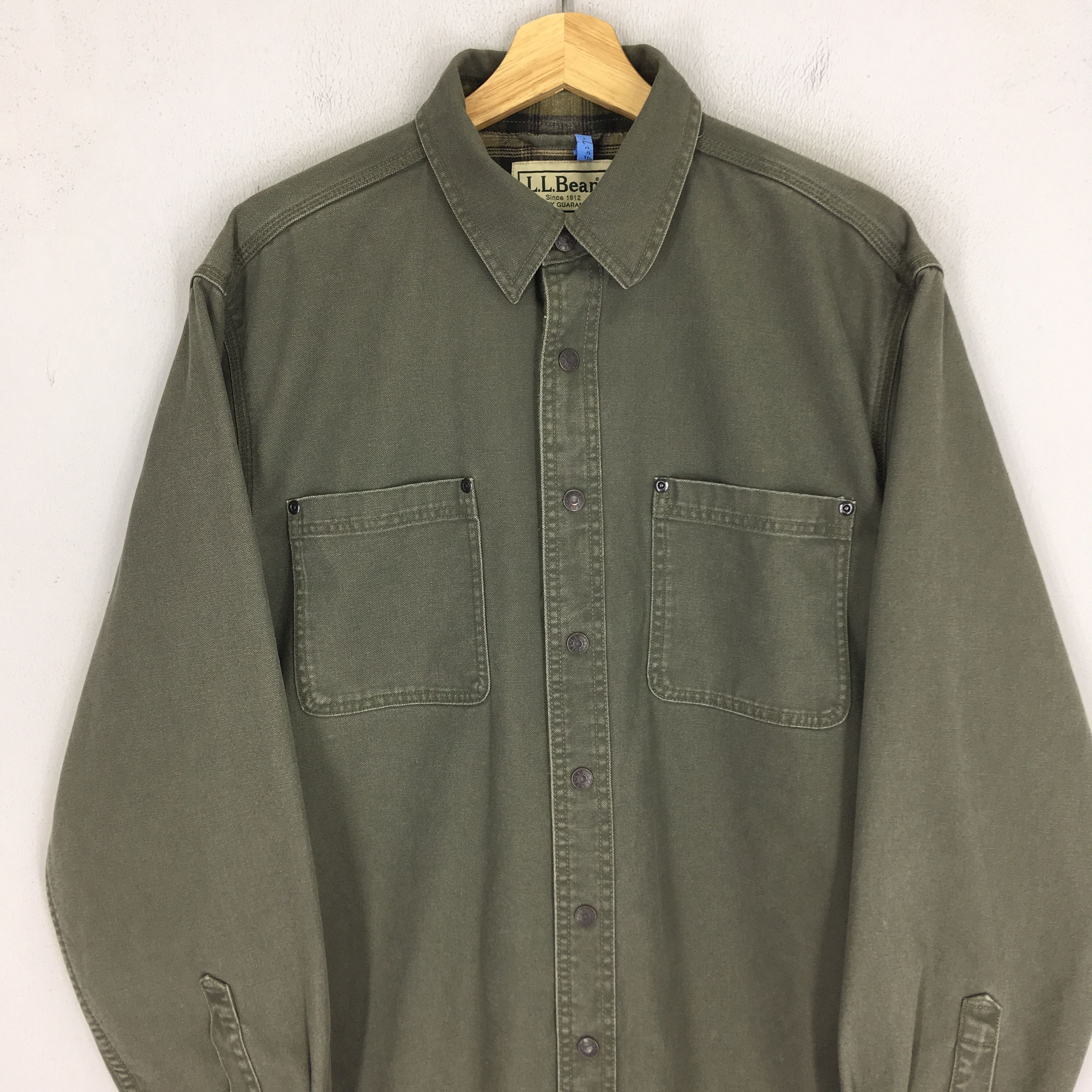 L.L. Bean Vintage 90s LL Bean Olive Green Duck Chore Jacket Workwear Size US M / EU 48-50 / 2 - 4 Thumbnail