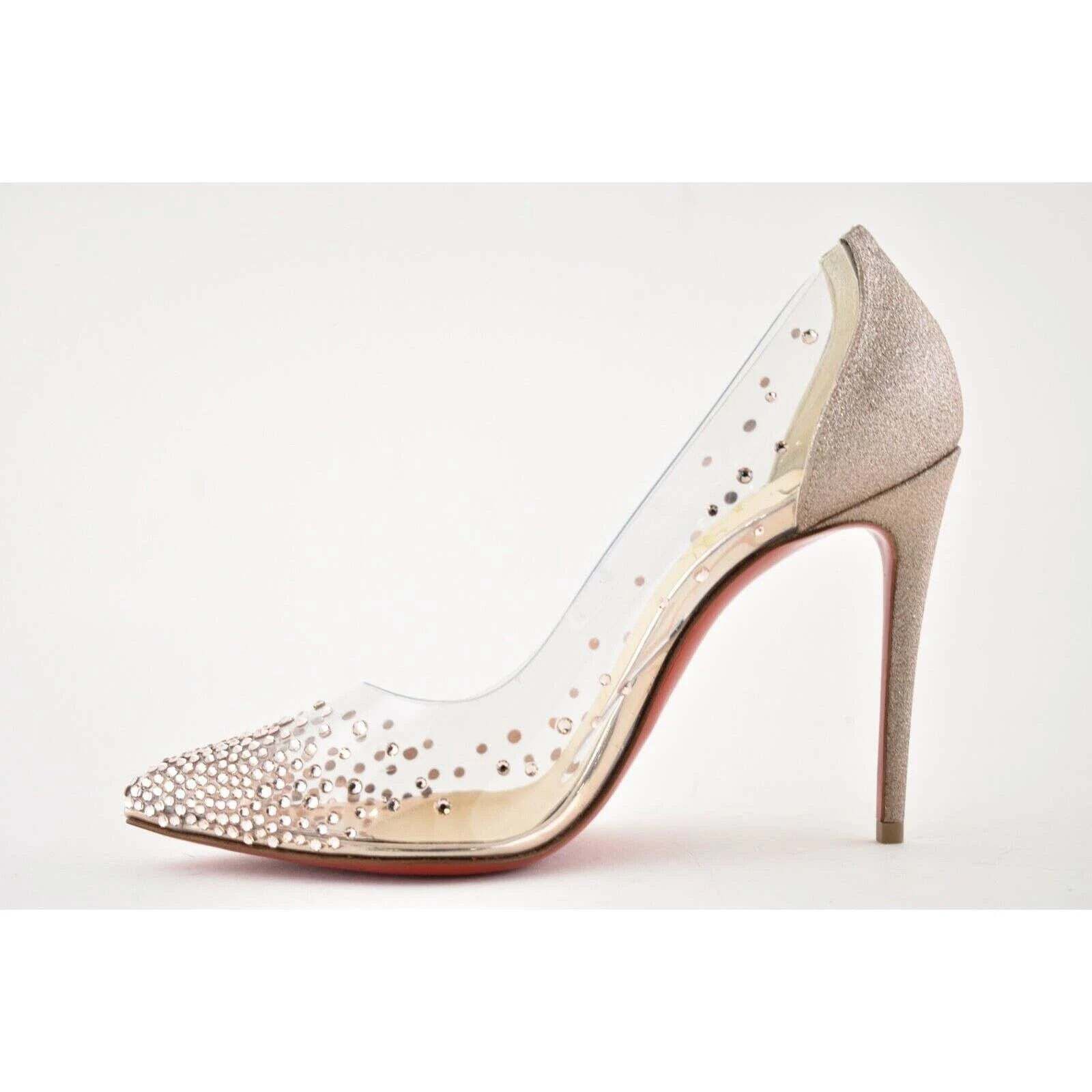 Christian Louboutin Degrastrass PVC 100 Pink Courtisane Glitter Heel Pump 35.5 Size US 5.5 / IT 35.5 - 8 Thumbnail