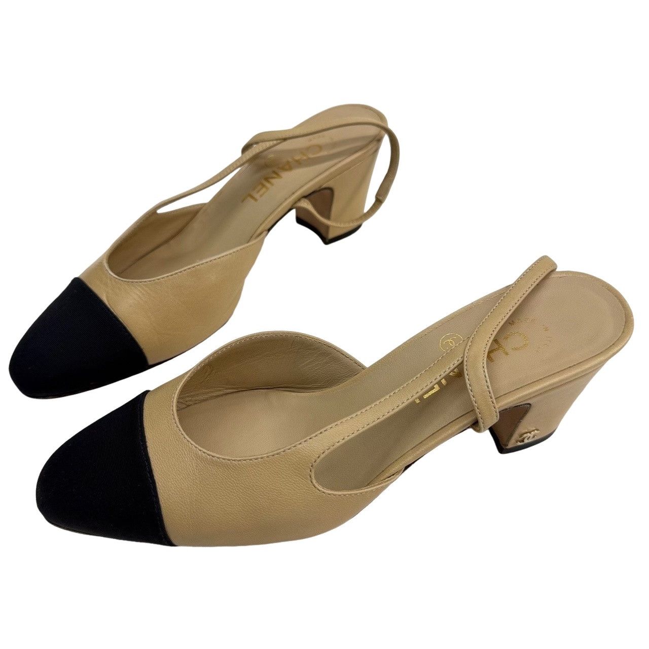 Chanel Chanel Slingback Block Heel Pumps Size 36.5 Size US 6.5 / IT 36.5 - 1 Thumbnail