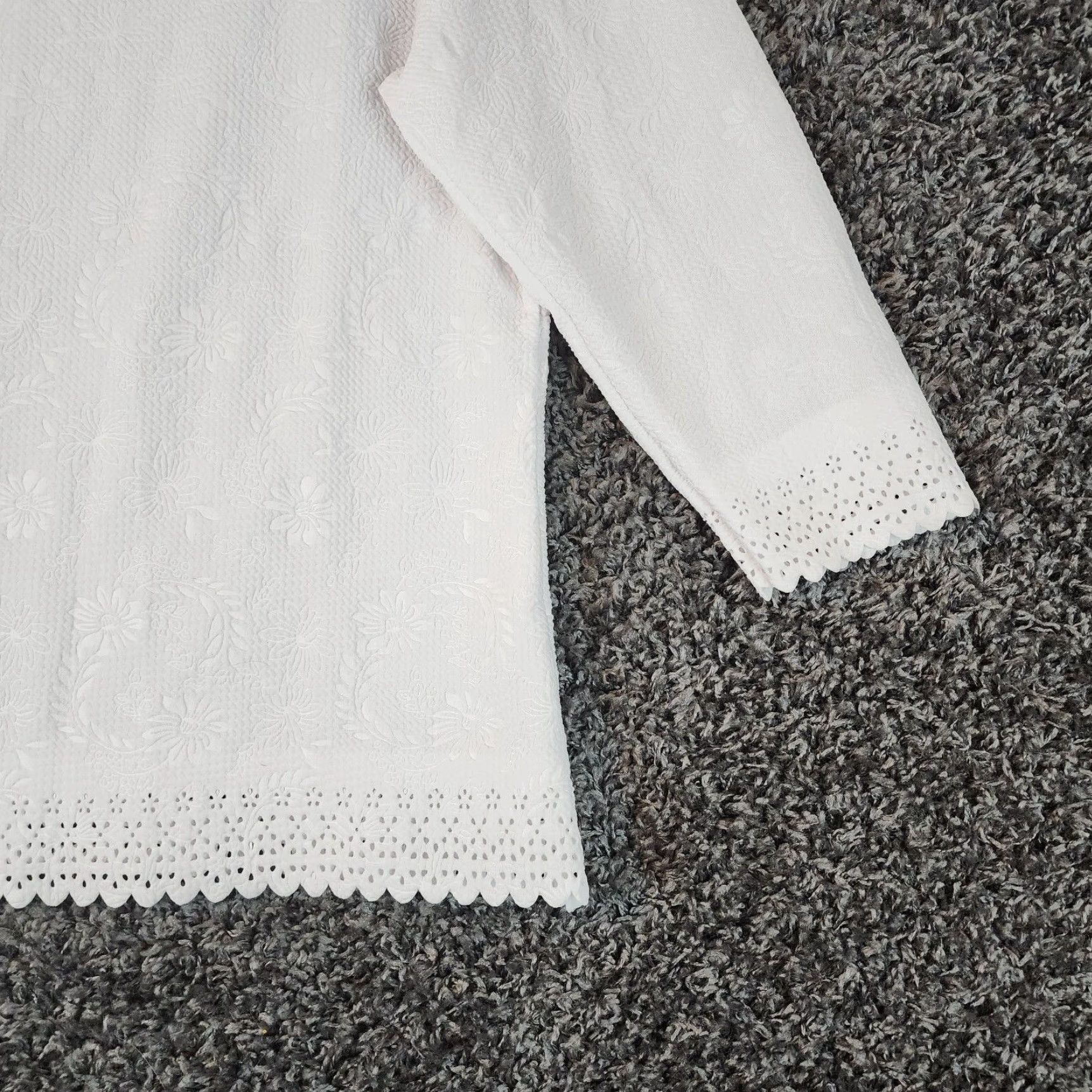 Vintage VINTAGE Chances R Womens Blouse Long Sleeve Floral White Size L Womens Size L / US 10 / IT 46 - 2 Thumbnail