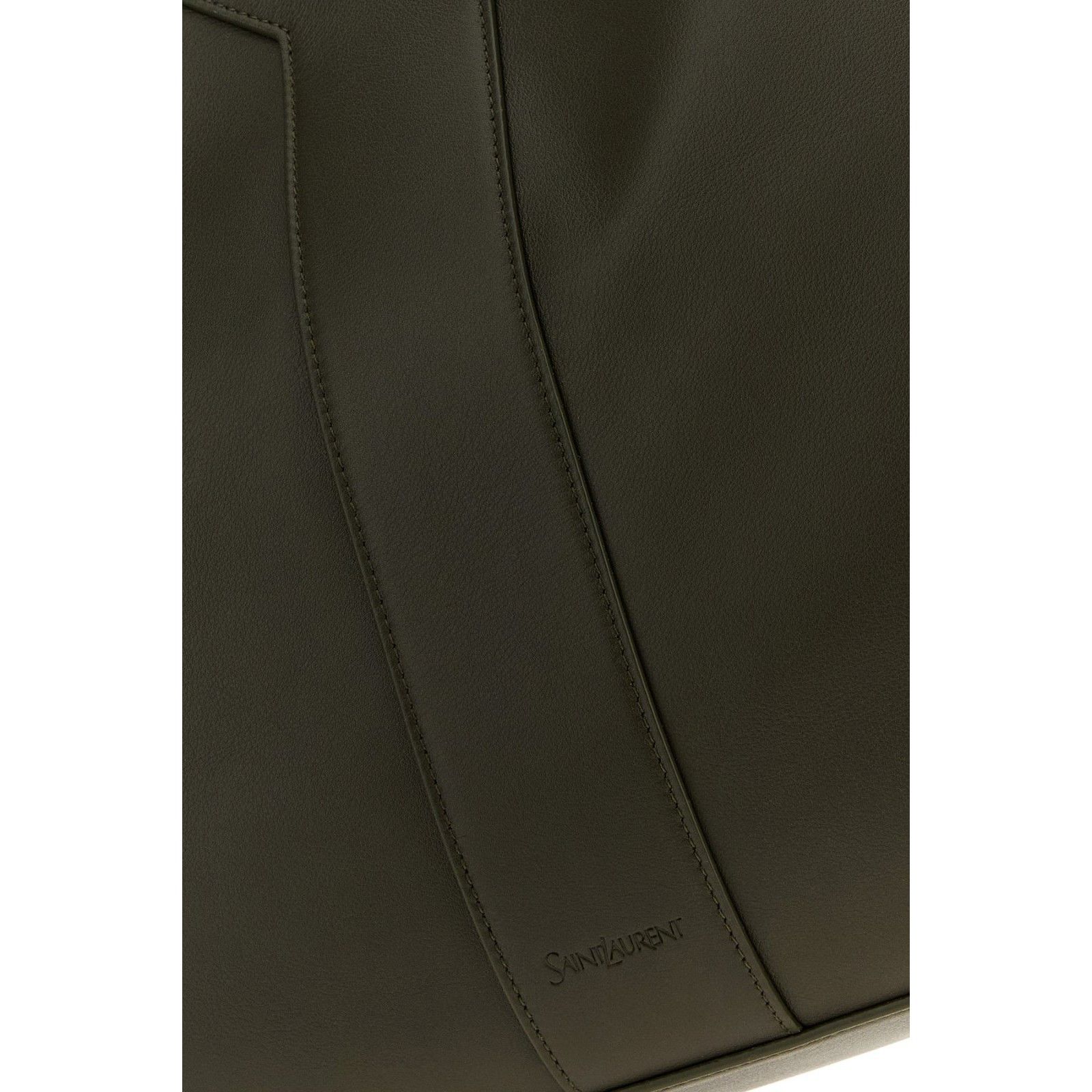 Saint Laurent Mud Brown Leather Oversize Shopper Tote Bag Ne