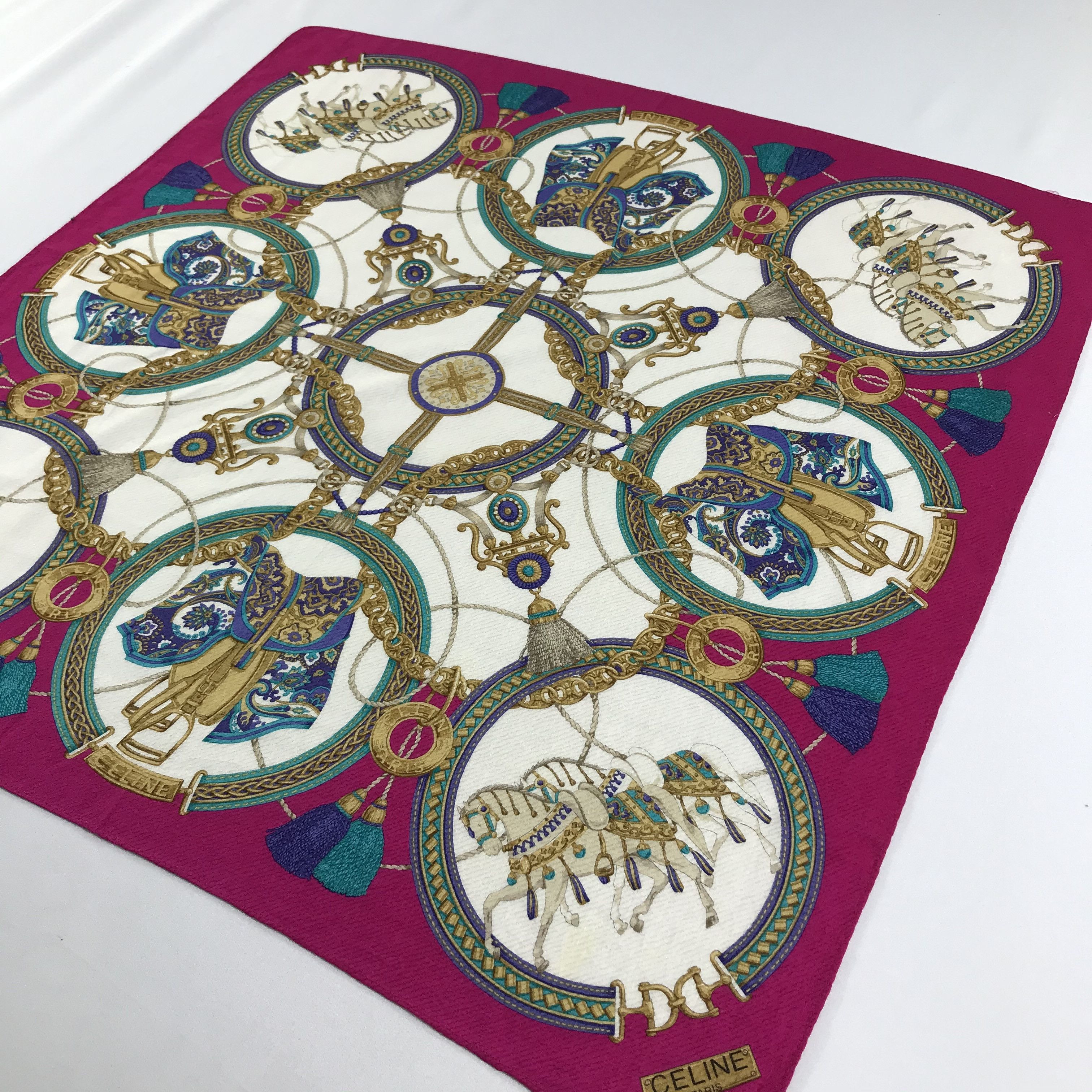 Celine Celine Luxury Saddles Handkerchief Neckerchief Bandana H746 Size ONE SIZE - 4 Thumbnail