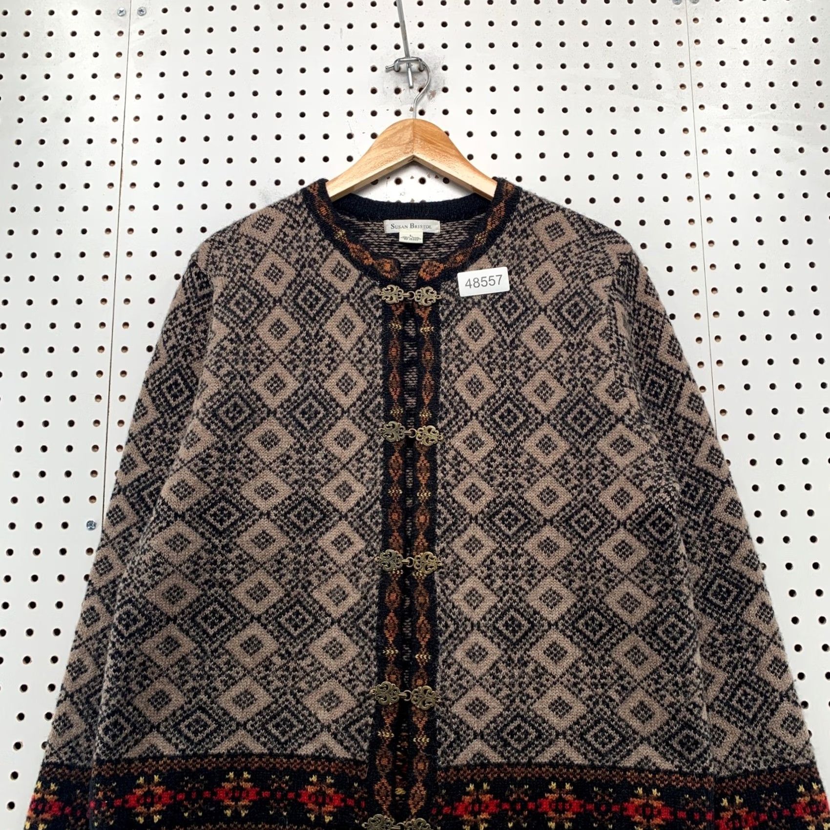 Vintage VINTAGE Susan Bristol Cardigan Sweater Womens Large Brown 90s Wool Metal Toggle Cardigan Womens Large Brown 90s Wool Metal Toggle Size L / US 10 / IT 46 - 4 Thumbnail