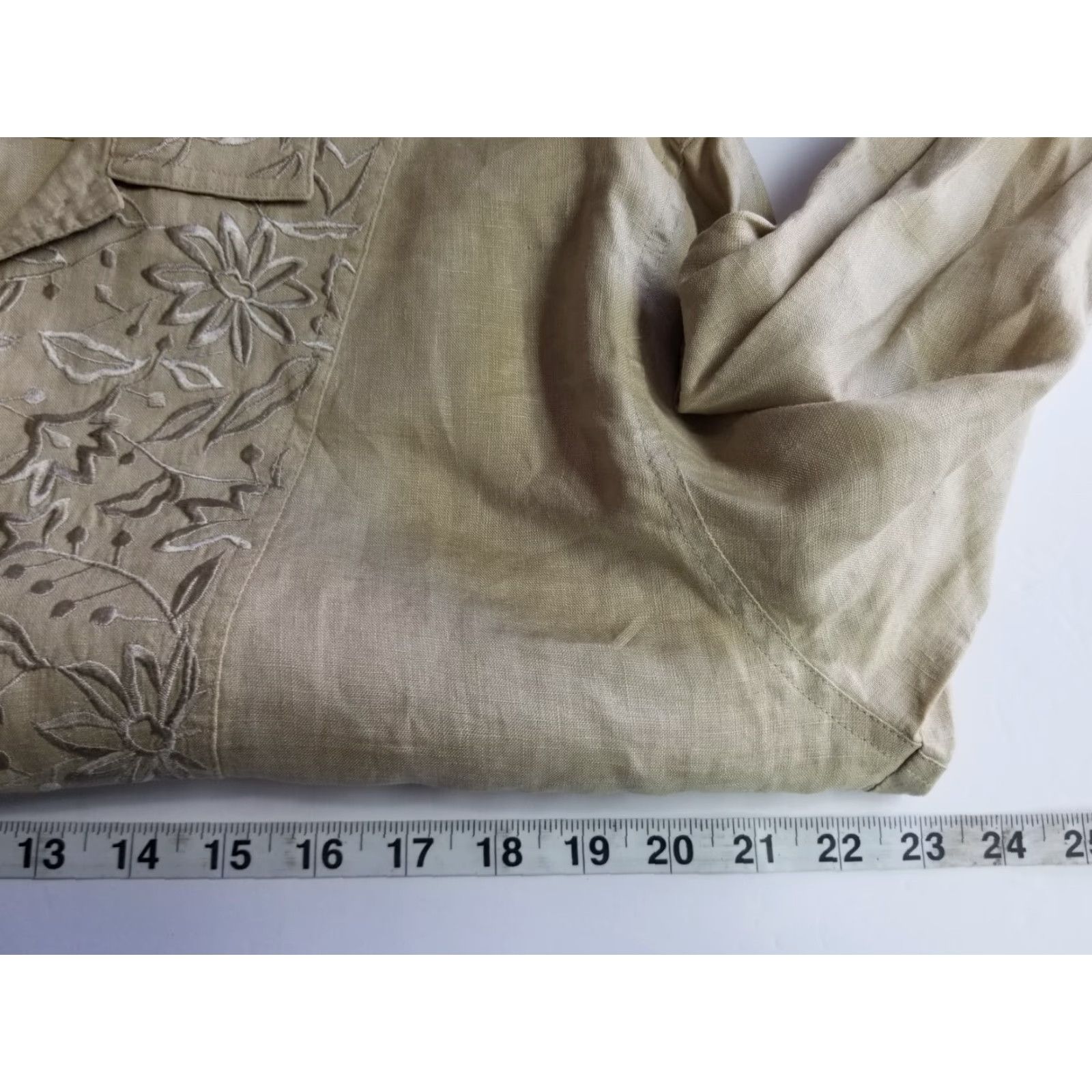 Anne Klein VINTAGE Anne Klein II Beige Linen Bodysuit Blouse Embroidered Hong Kong Size 10 1990s Womens Size L / US 10 / IT 46 - 4 Thumbnail