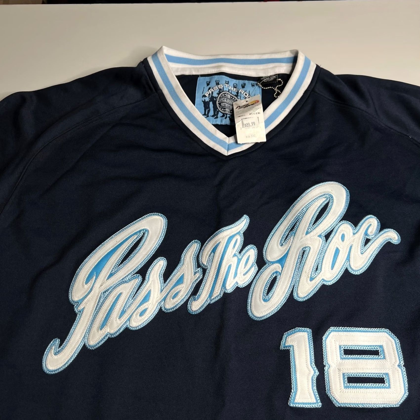 Vintage Pass The Roc Vintage Basketball Jersey Shirt XXL Blue 90s Style NWT Mens Regular Short Sleeve Jersey Streetwear Cap Sleeve Size US XXL / EU 58 / 5 - 7 Thumbnail