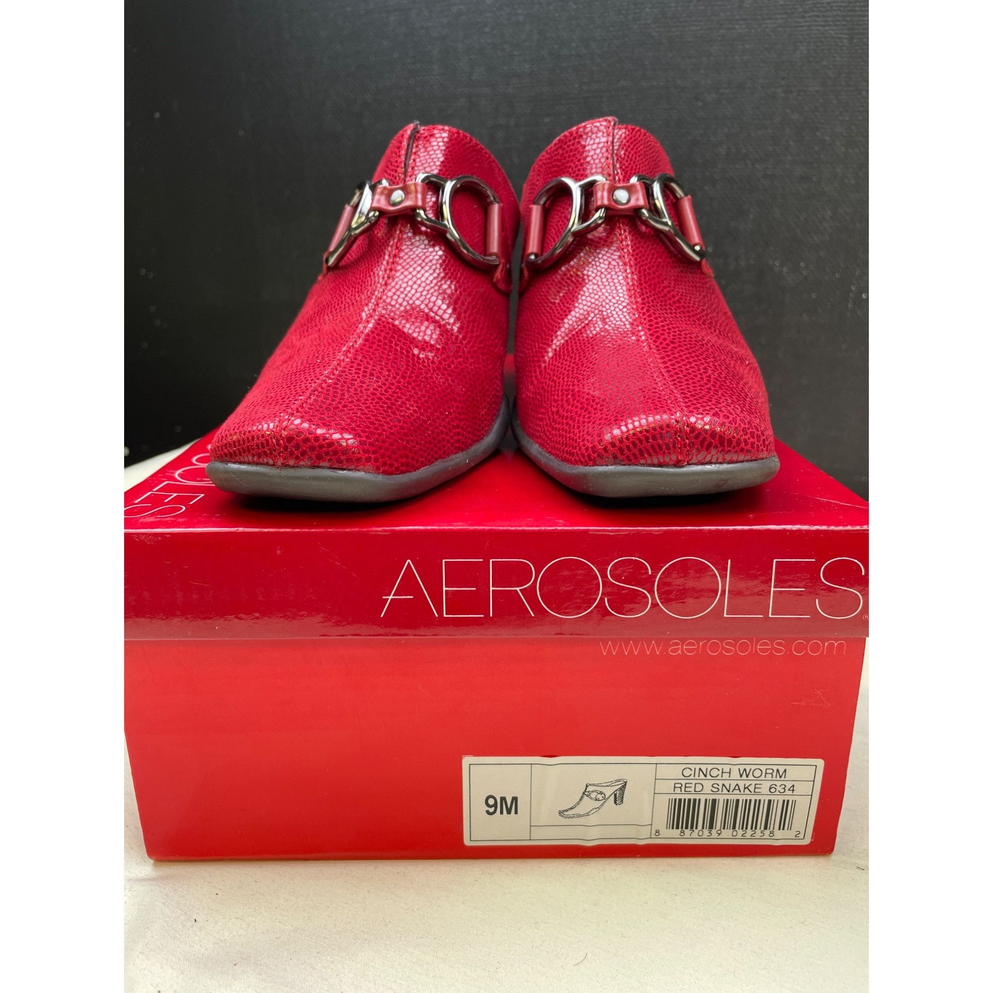 Other Aerosoles Womens Red Snake Leather Slip on Shoes Heels Size Grailed