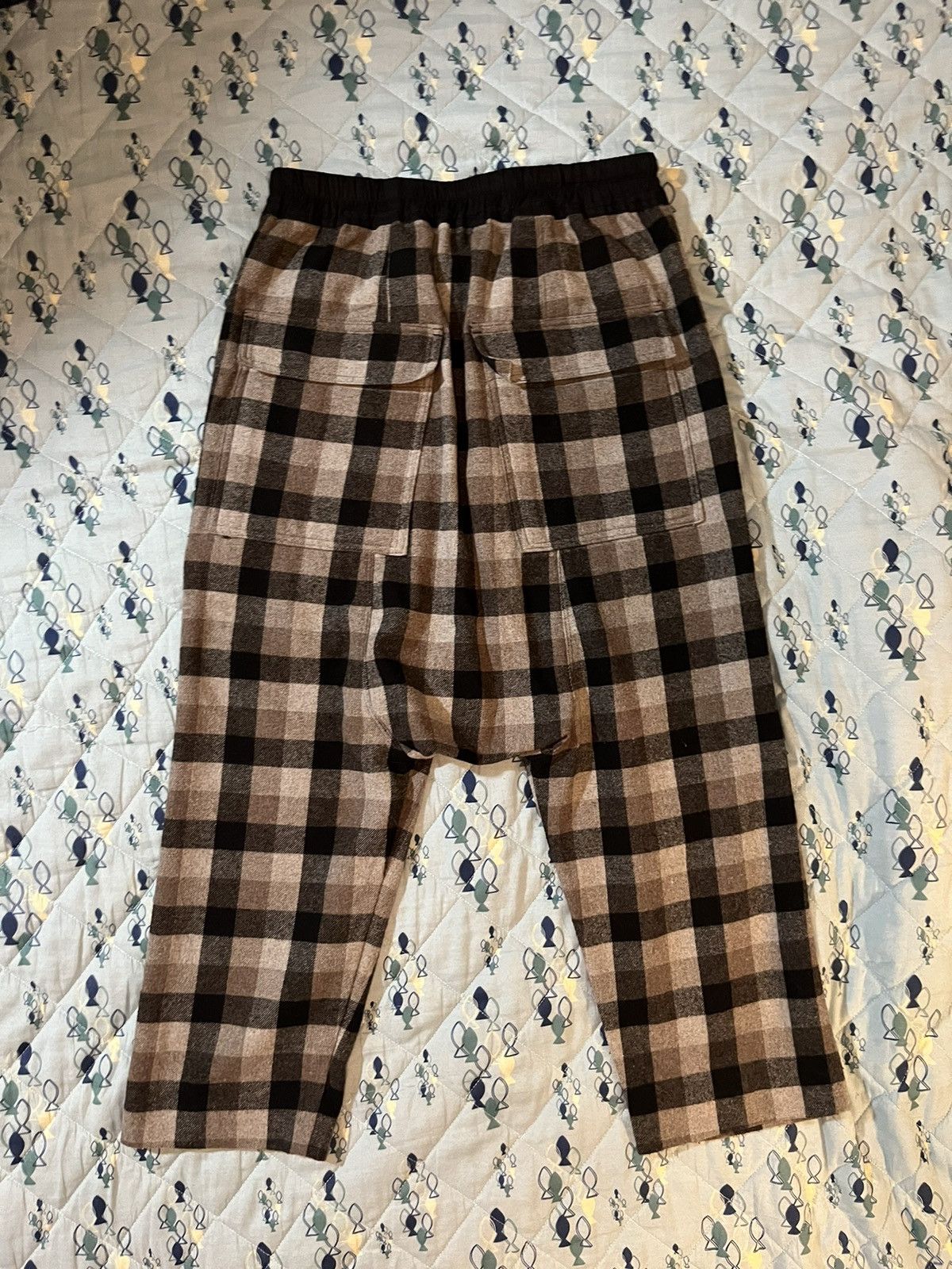 Rick Owens RICK OWENS Black Plaid Drawstring Cropped Trousers Size US 32 / EU 48 - 4 Thumbnail