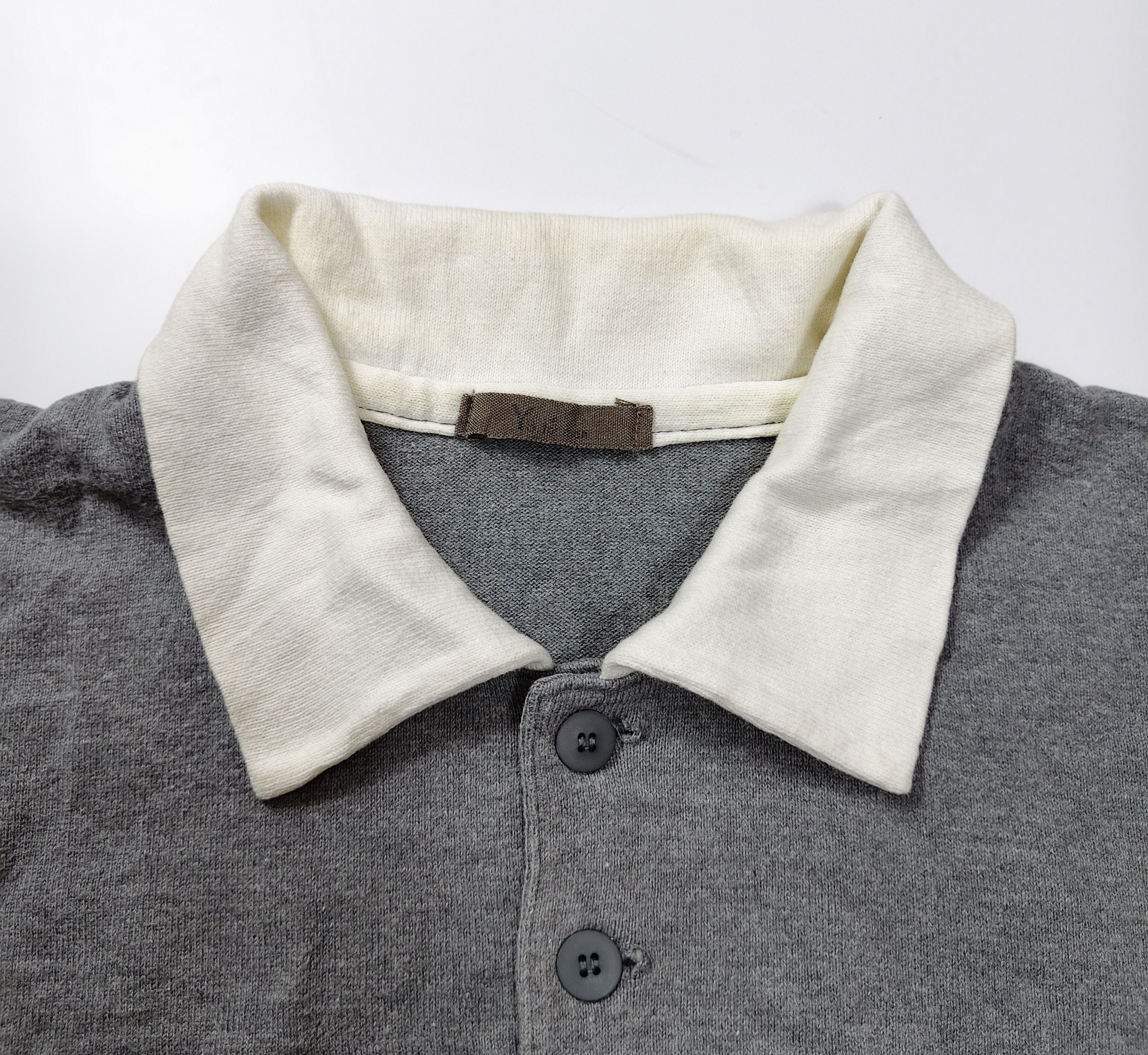 Yohji Yamamoto 2001 Yohji Yamamoto Rugby Polo Colorblock Grey Cream #G Size US M / EU 48-50 / 2 - 3 Thumbnail