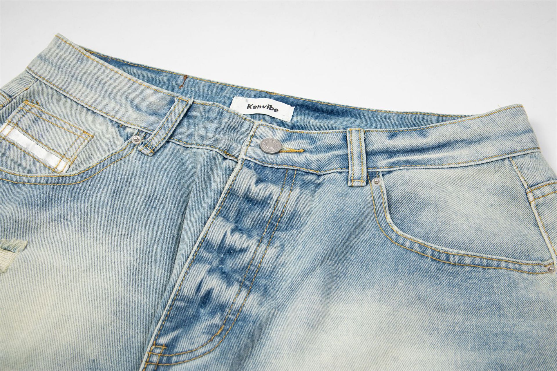 Vintage American Vintage Washed Distressed Straight-Leg Jeans Size US 32 / EU 48 - 3 Thumbnail