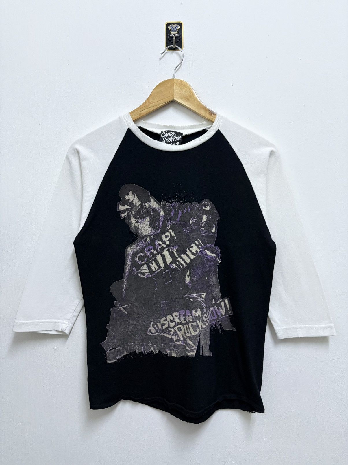Hysteric Glamour 2000’s Candy Stripper - Crap Hit Bitch ! Raglan T-Shirt Size S / US 4 / IT 40 - 1 Thumbnail
