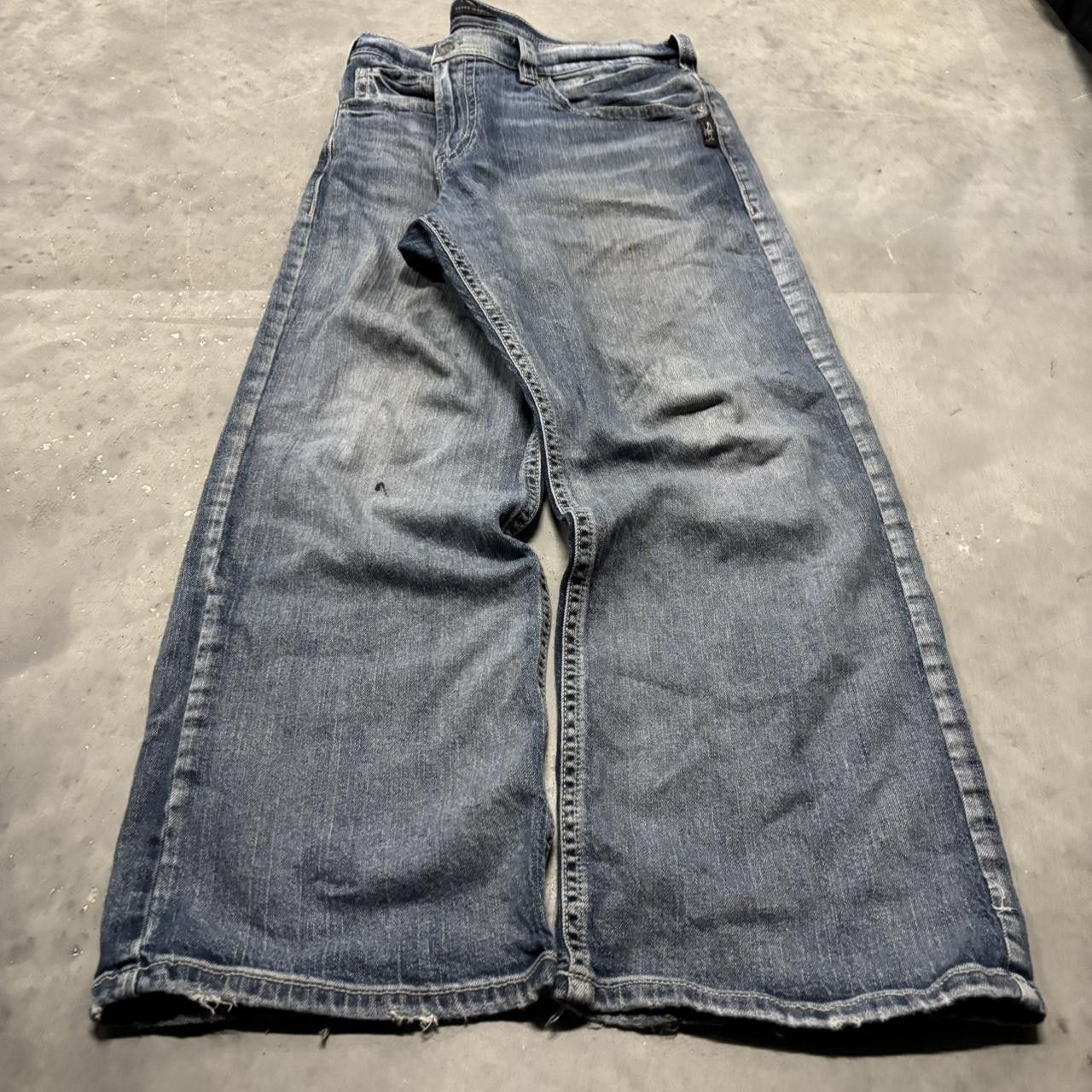 Japanese Brand × Vintage Crazy Vintage Y2K/2000s Baggy Grunge Dark Wash Skater Denim Jeans! Size US 38 / EU 54 - 3 Thumbnail