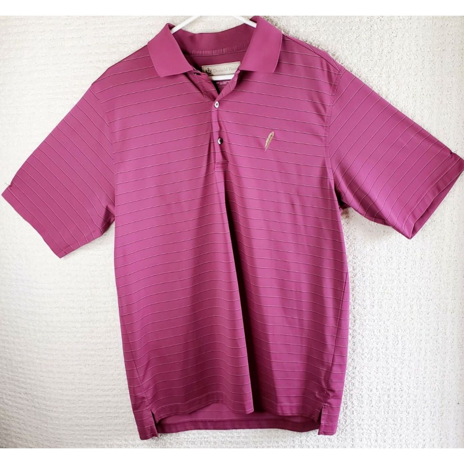 Vintage Donald Ross Shirt Mens M Purple Men striped Polo Golf size short sleeve Size US M / EU 48-50 / 2 - 2 Thumbnail