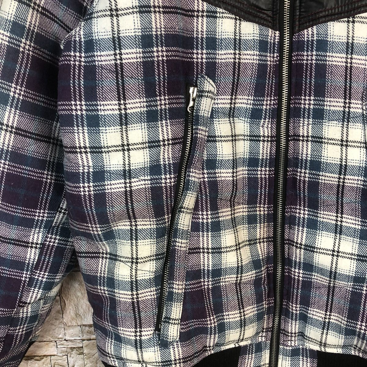 Japanese Brand Amp By Manydope Purpel Checked Purple Bomber Jacket #A15 Size M / US 6-8 / IT 42-44 - 7 Thumbnail