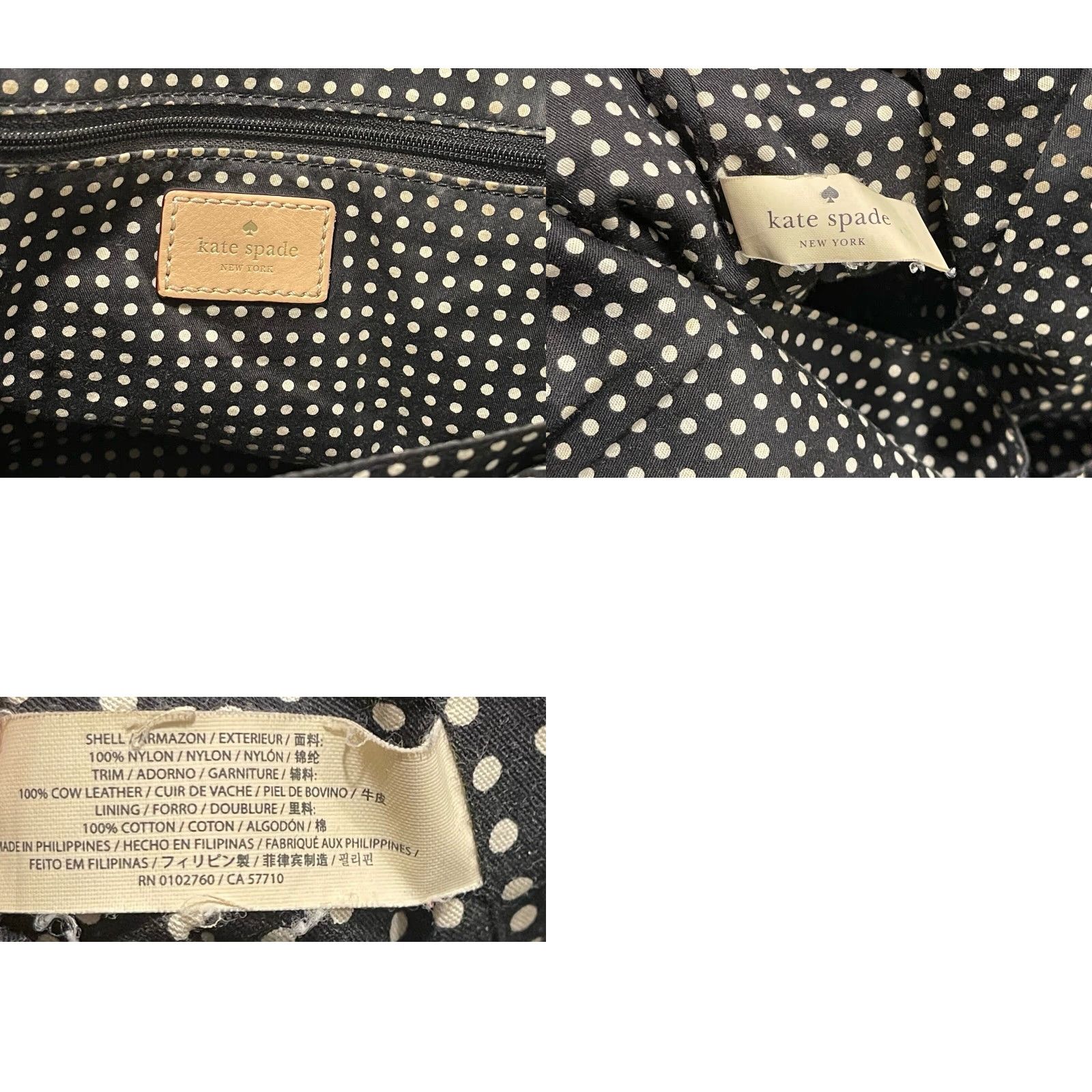Vintage VINTAGE Kate Spade Black Kennedy Park Nylon Tote Bag Size M / US 6-8 / IT 42-44 - 8 Thumbnail