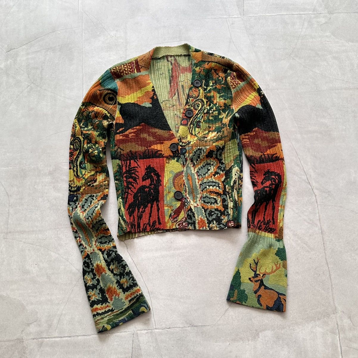 Hysteric Glamour Patchwork Ribbed Sweater Cardigan Custo Barcelona Style Size S / US 4 / IT 40 - 1 Thumbnail