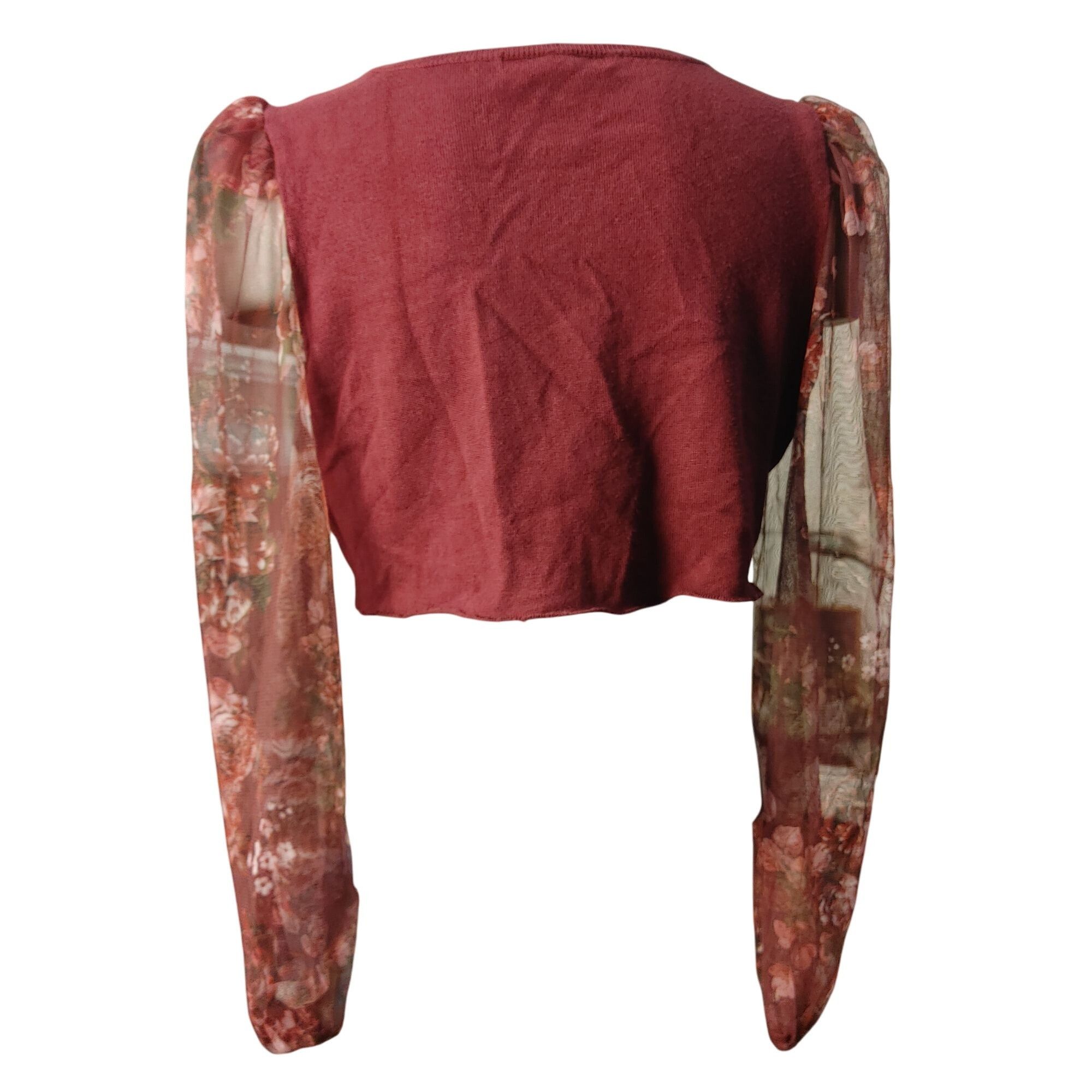 Other A Love Story Women's Red Cropped Laced Long Sleeve Top LG Size L / US 10 / IT 46 - 2 Thumbnail