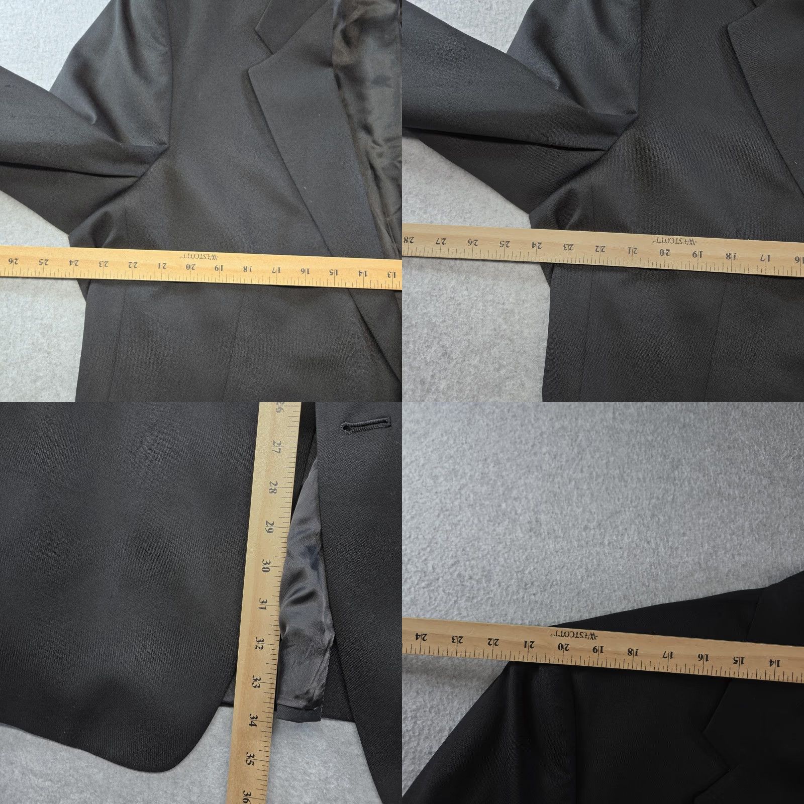 Hart Schaffner Marx Hart Schaffner Marx Gold Button Blazer Mens 44 Black Wool Single-Breasted Two-Button Notch Lapel Vintage: No Size 44R - 9 Thumbnail