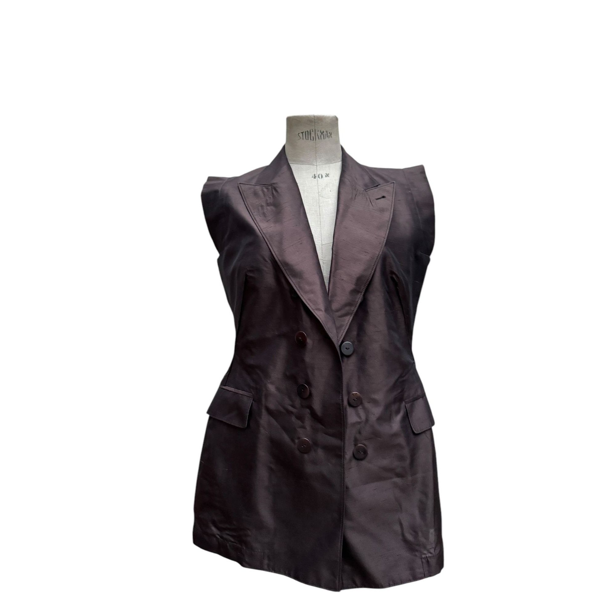 Jean Paul Gaultier Vintage Bronze Sleeveless Blazer Jacket Size M / US 6-8 / IT 42-44 - 1 Thumbnail