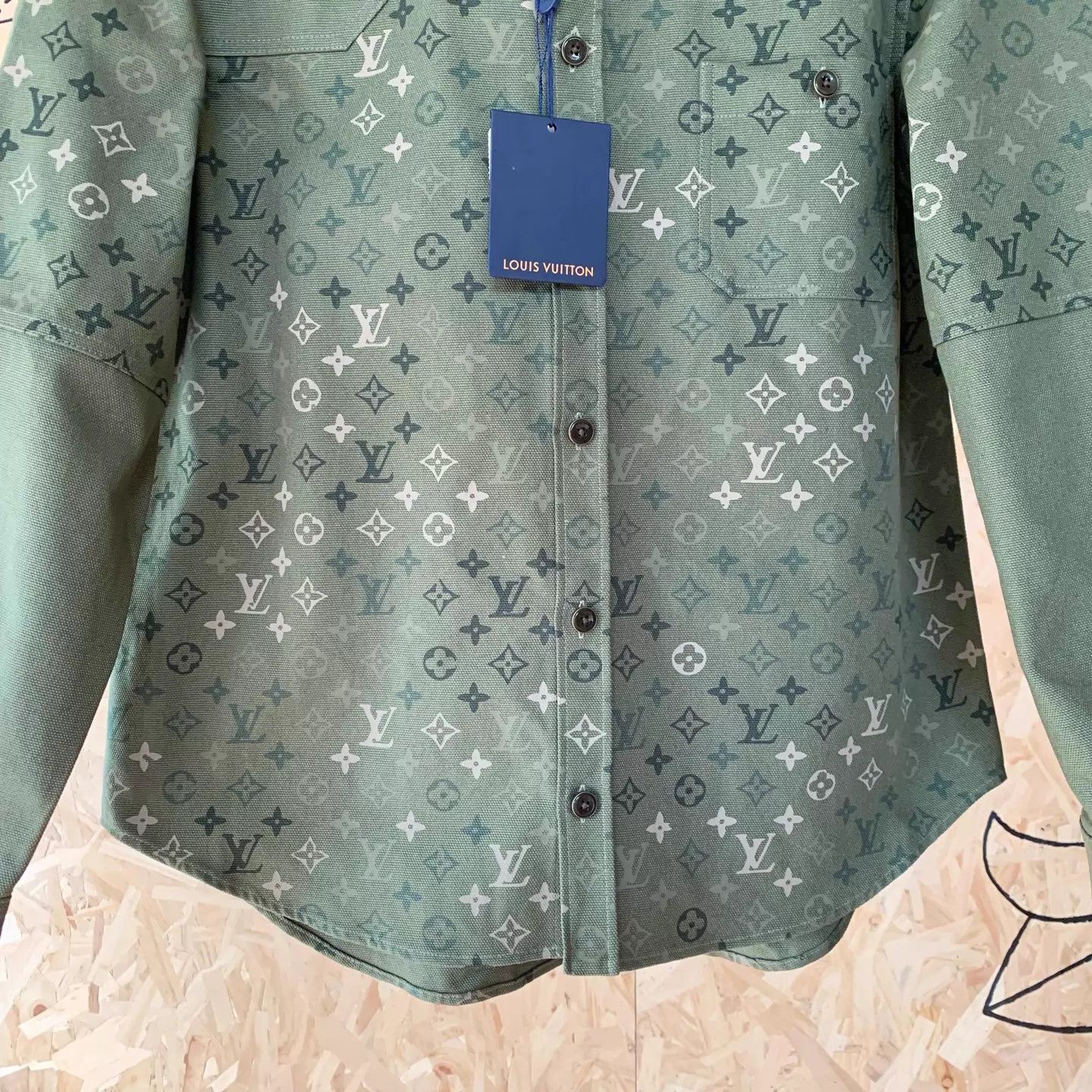 Louis Vuitton LV 26FW Collared All-Over Print Military Green Workwear L Size US L / EU 52-54 / 3 - 4 Thumbnail