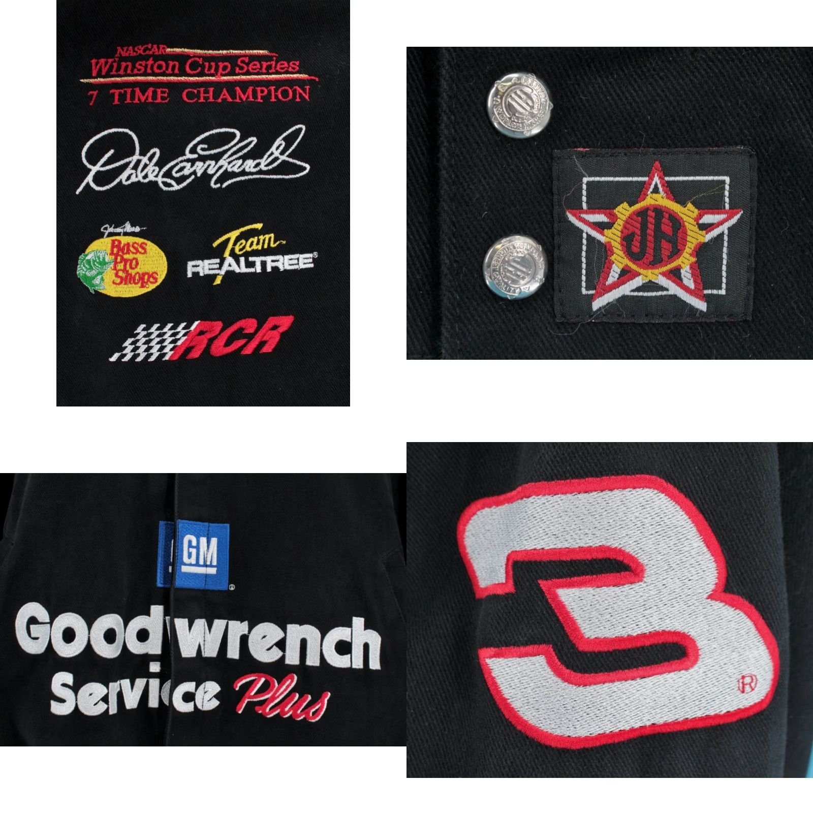 JH Design Mens VTG Black Dale Earnhardt JH Design Racing Jacket #3 Sz XL Nascar Size US XL / EU 56 / 4 - 9 Thumbnail
