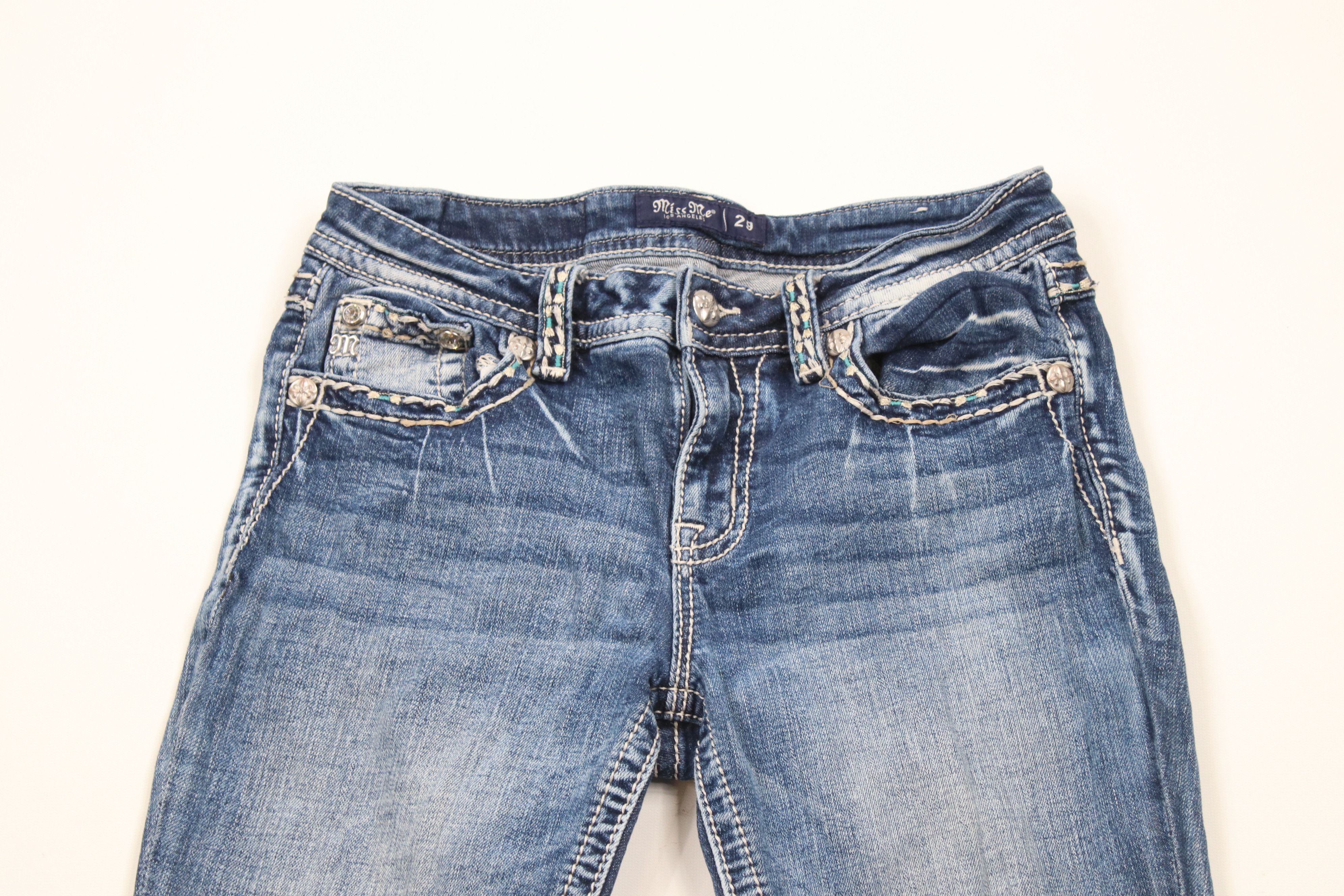 Miss Me × Vintage Miss Me Thick Stitch Stretch Hailey Skinny Leg Denim Jeans Size 29" - 2 Thumbnail