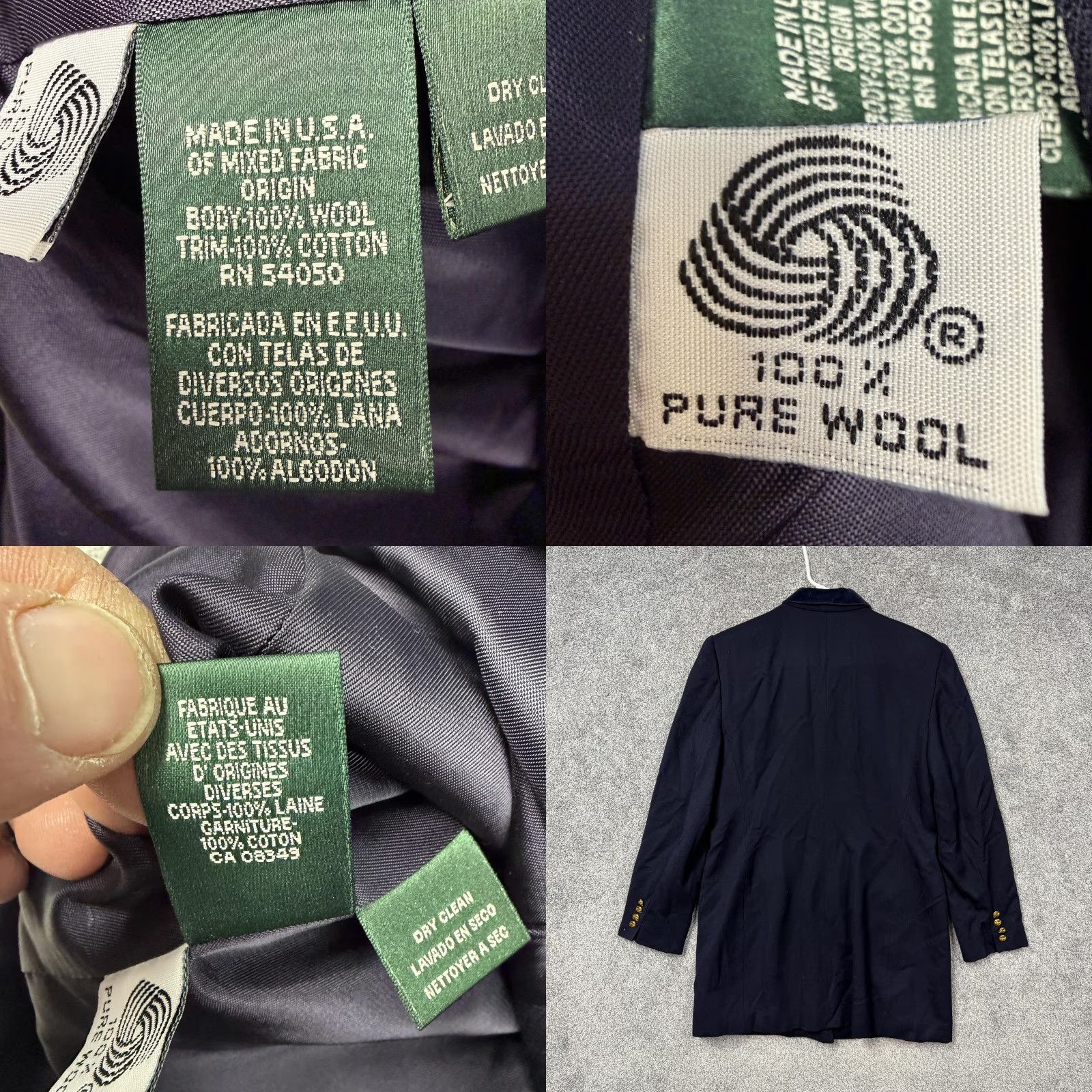 Ralph Lauren VINTAGE Lauren Ralph Lauren Blazer Women 12 Blue Wool Five-Button Notch Lapel Longline Business Suit Jacket Size XL / US 12-14 / IT 48-50 - 8 Thumbnail