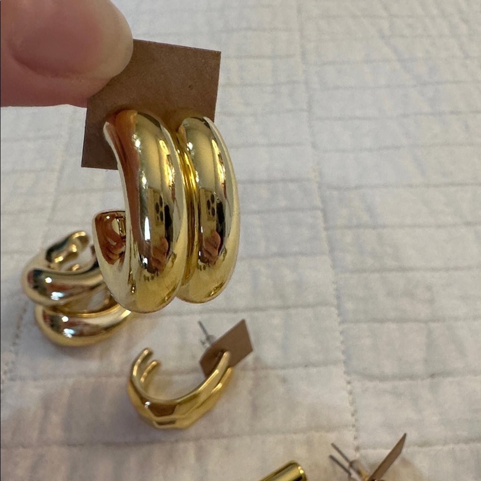 Other Chic Gold-Tone Textured Fashion Hoop Earrings Set of 4 Size ONE SIZE - 5 Thumbnail
