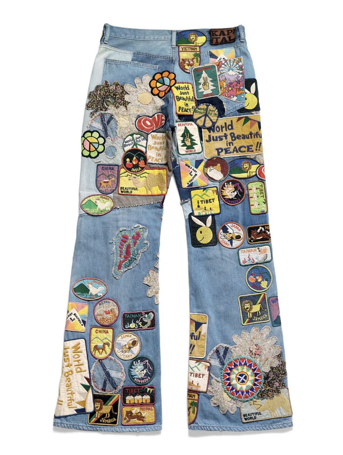 Kapital Kountry Kapital 12.5oz Denim 5P Rat Flare (BEAUTIFUL WORLD INSANE) Size US 36 / EU 52 - 2 Thumbnail