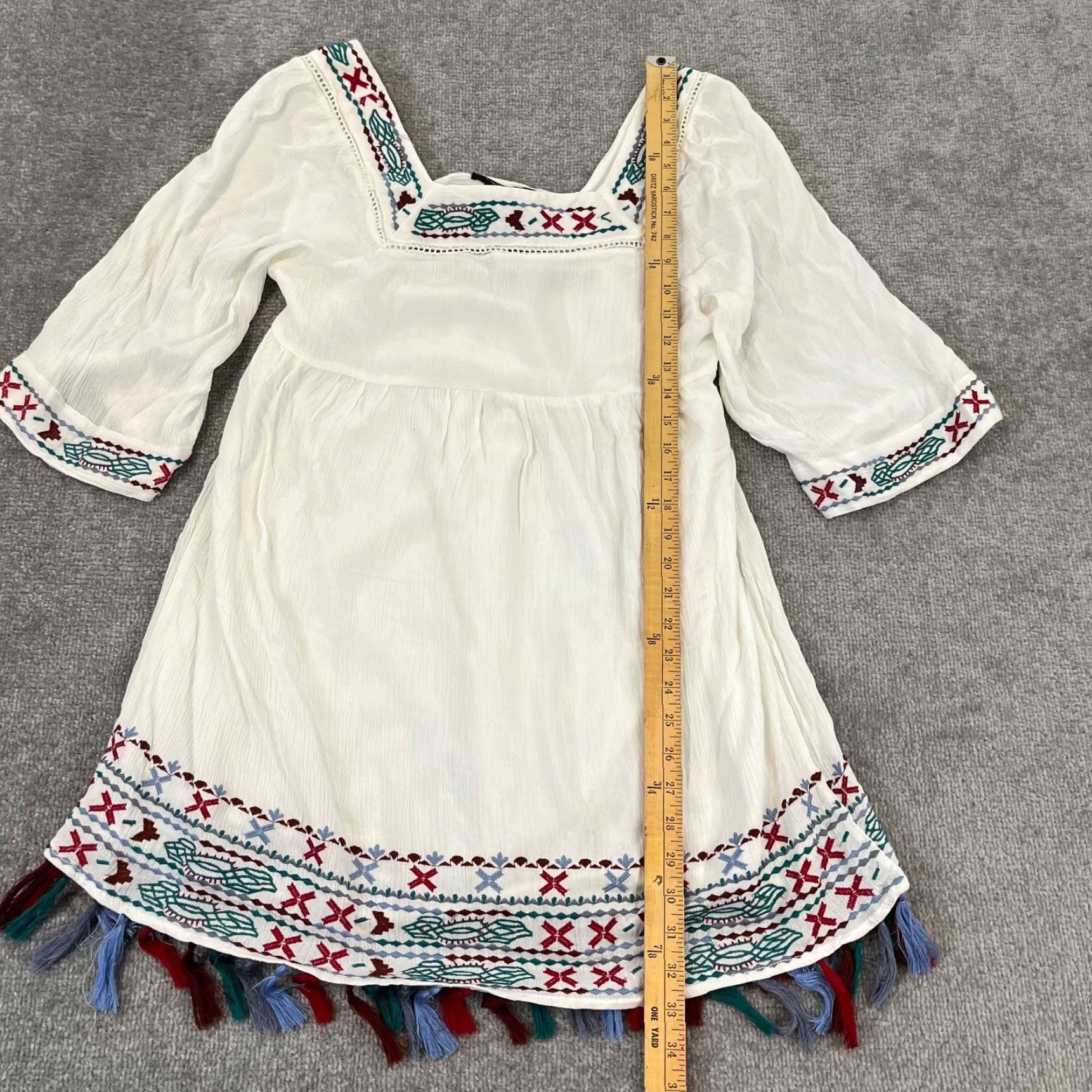 Vintage ROMEO + JULIET Dress Womens Medium White Embroidered Gauze Shift Square Neck NEW Size M / US 6-8 / IT 42-44 - 4 Thumbnail