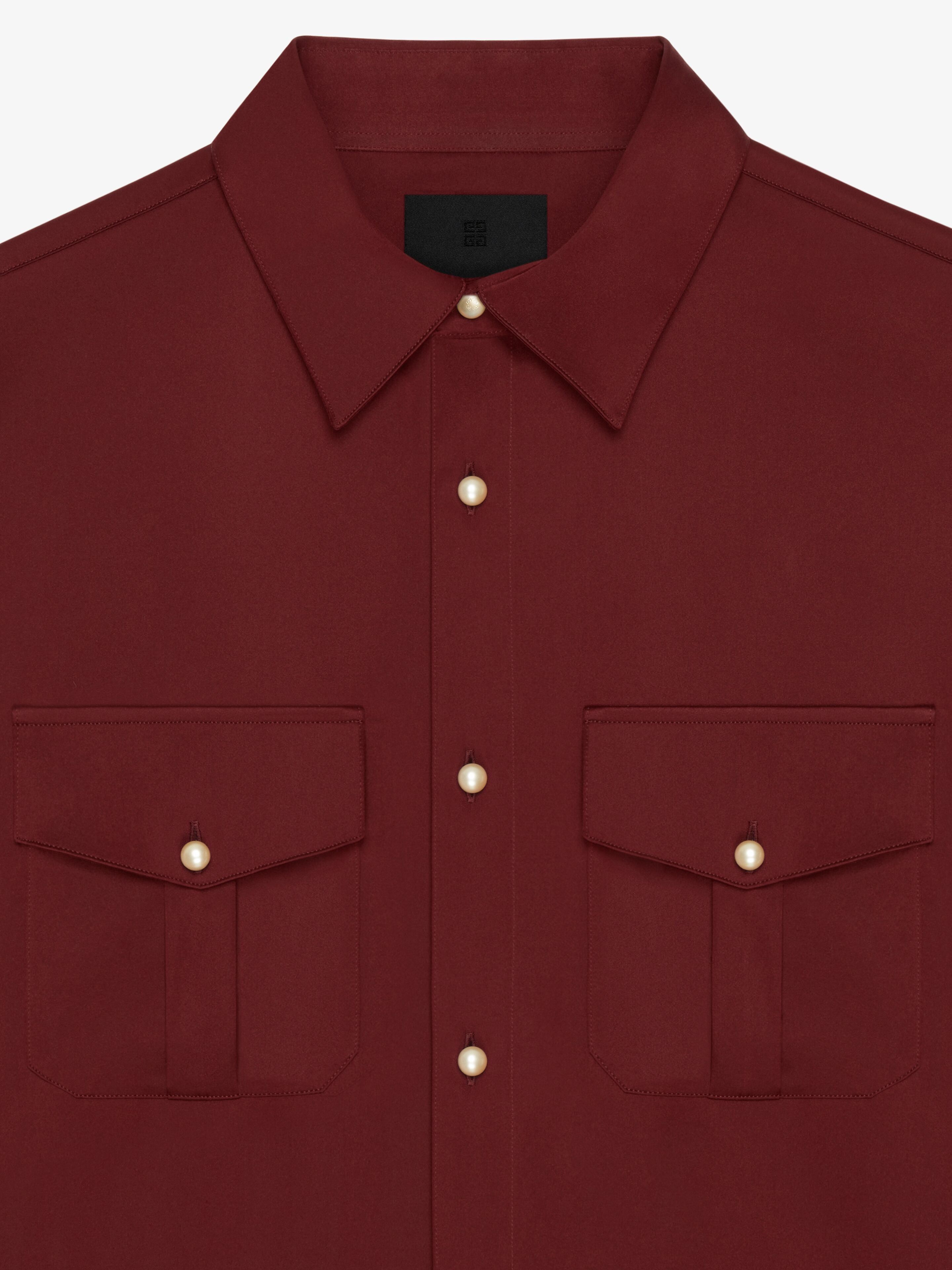 Givenchy o1w1db10925 Tight Fit Shirt With Pockets in Burgundy Size US S / EU 44-46 / 1 - 5 Thumbnail