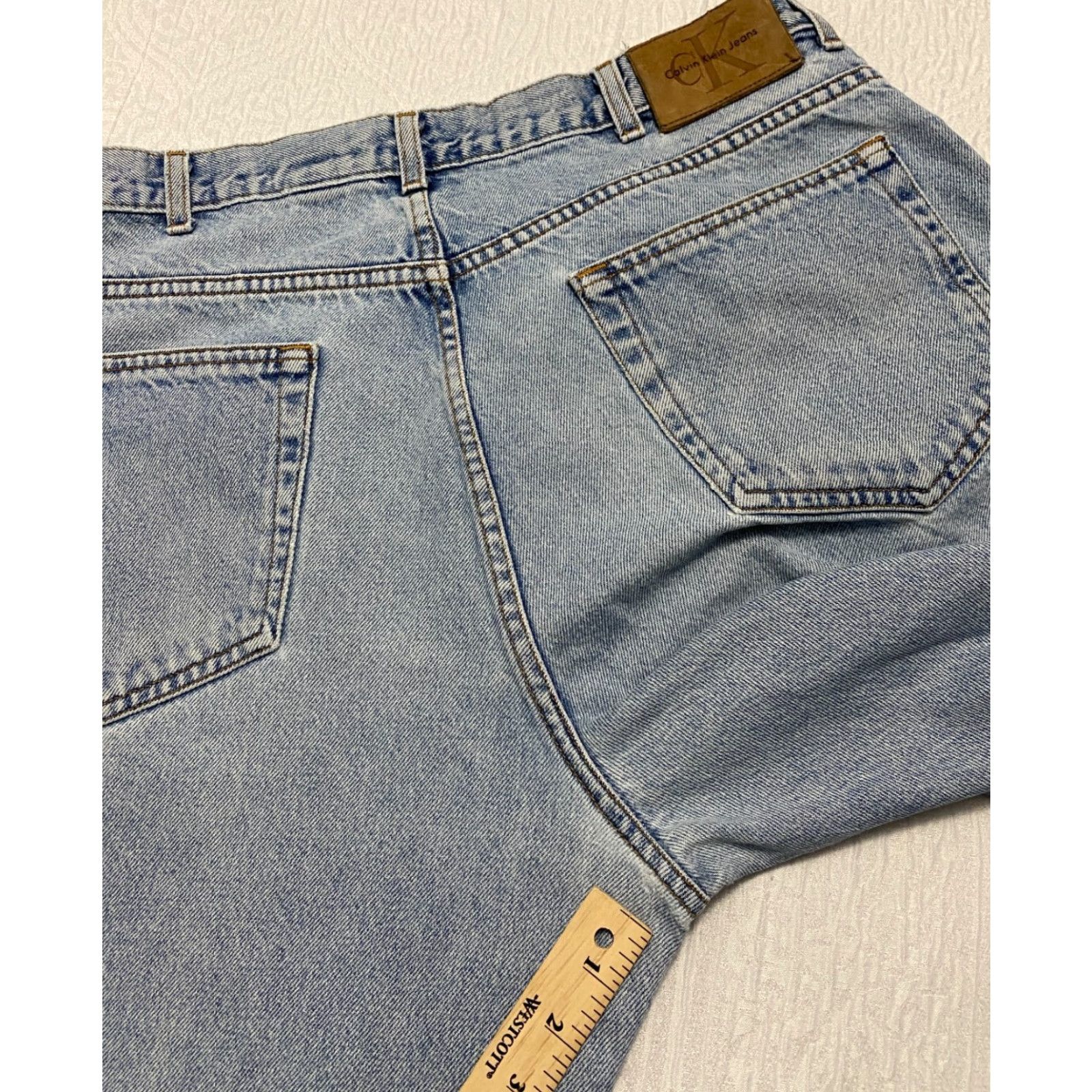 Calvin Klein VINTAGE Calvin Klein Jeans Mens 5-Pocket Denim 38x30 Stone Wash Blue 80s 90s USA Relaxed Wide-Leg Shirt? Size US 37 - 3 Thumbnail