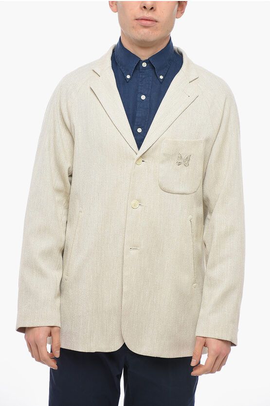 image of Needles Og1Mm0524 Embroidery Lined Blazer In White, Men's (Size Medium)