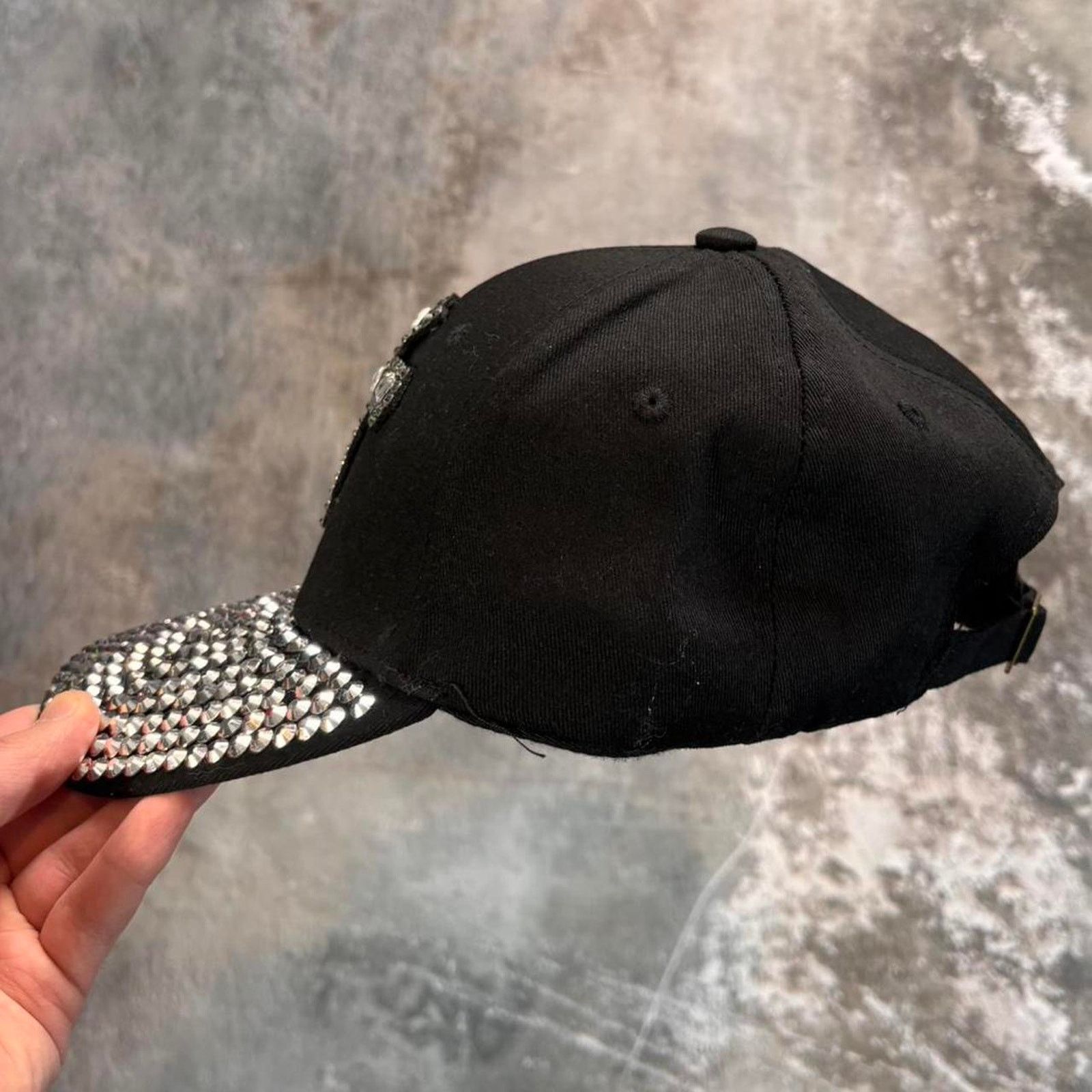 Vintage Y2K Black & Silver Rhinestone Cross Hat. Club Jersey Shore Size ONE SIZE - 2 Thumbnail