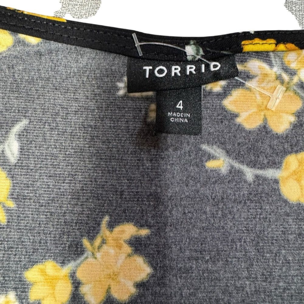 Torrid New Torrid Faux Wrap Black Floral Short Sleeve Dress Size 4 Size 4XL / US 24-26 - 6 Thumbnail