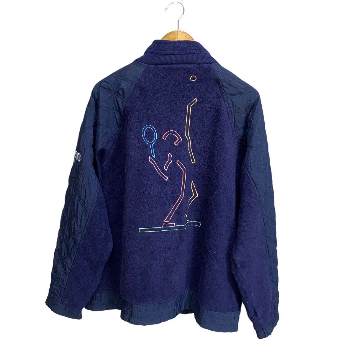 image of Adidas 80's Descente Vintage Atp Logo Embroidery Tenis Fleece in Navy Blue, Men's (Size Medium)