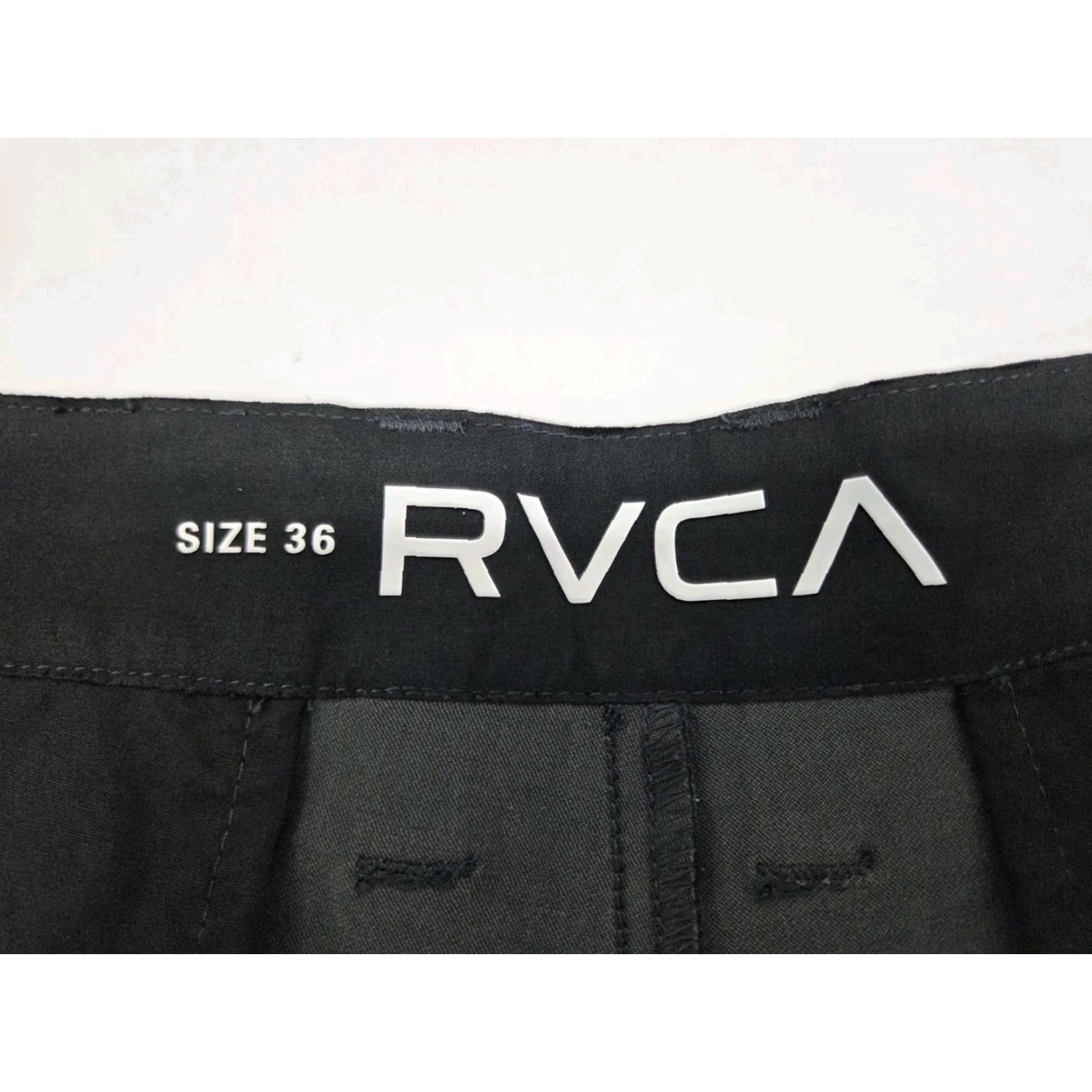 RVCA RVCA Mens Black Chino Shorts Pockets Back Pocket Zip Size 36/8" #7618 Size US 36 / EU 52 - 2 Thumbnail