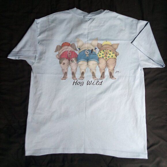 Hanes Deadstock Vintage Hog Wild Pigs Bob Harrison T-Shirt Size US L / EU 52-54 / 3 - 5 Thumbnail