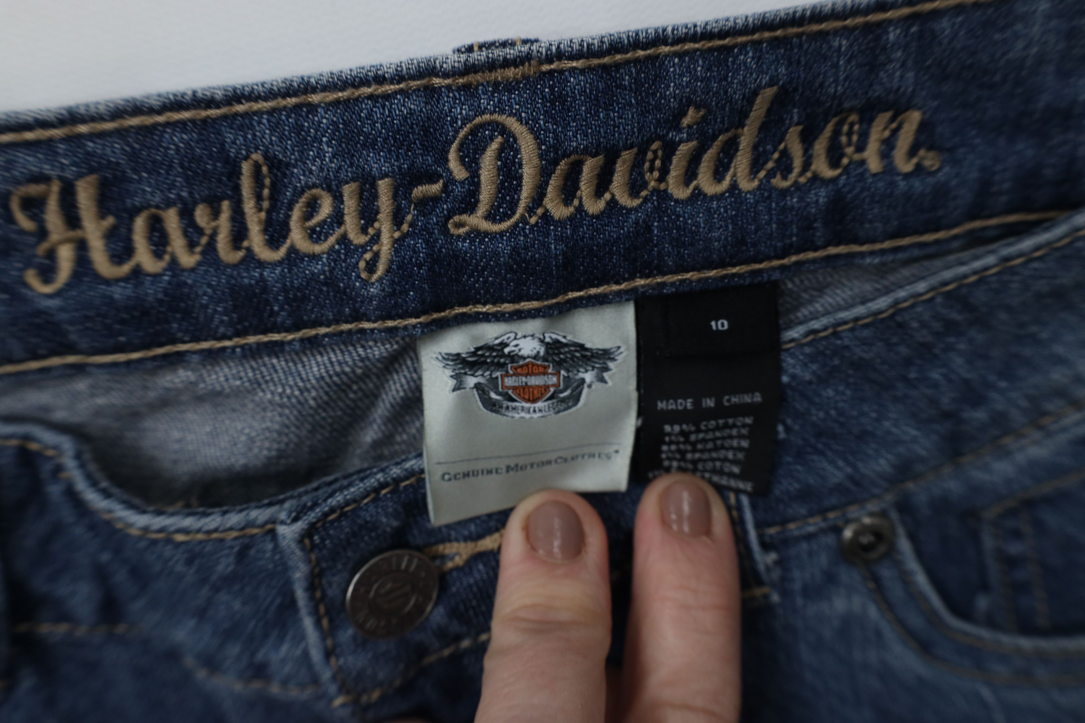 Harley Davidson Vintage Y2K Harley Davidson Flared Wide Leg Jeans Blue Size 32" / US 10 / IT 46 - 7 Thumbnail