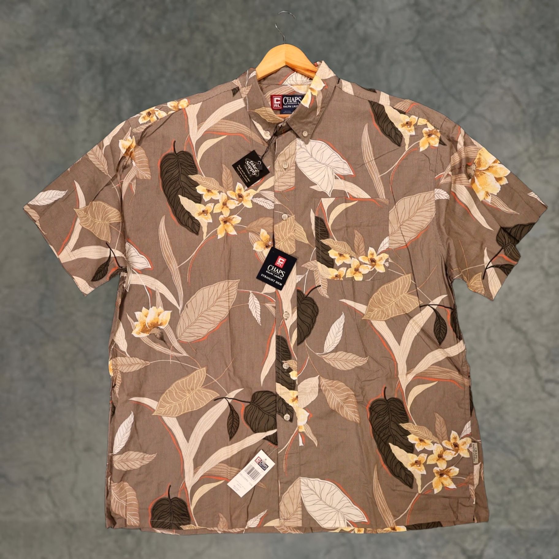 Ralph Lauren VINTAGE Chaps Ralph Lauren Shirt Mens XL Brown Floral Tropical Button Down Size US XL / EU 56 / 4 - 1 Thumbnail