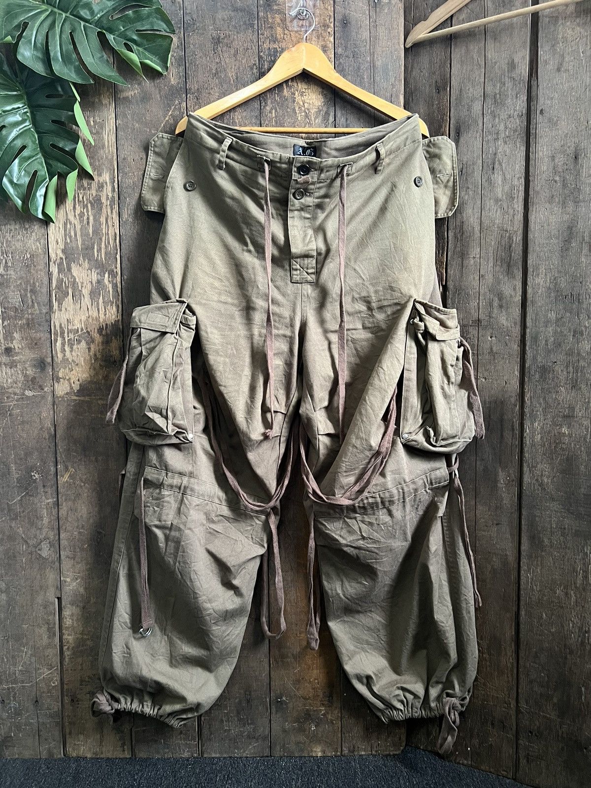 2000's bondage flare parachute pants y2k