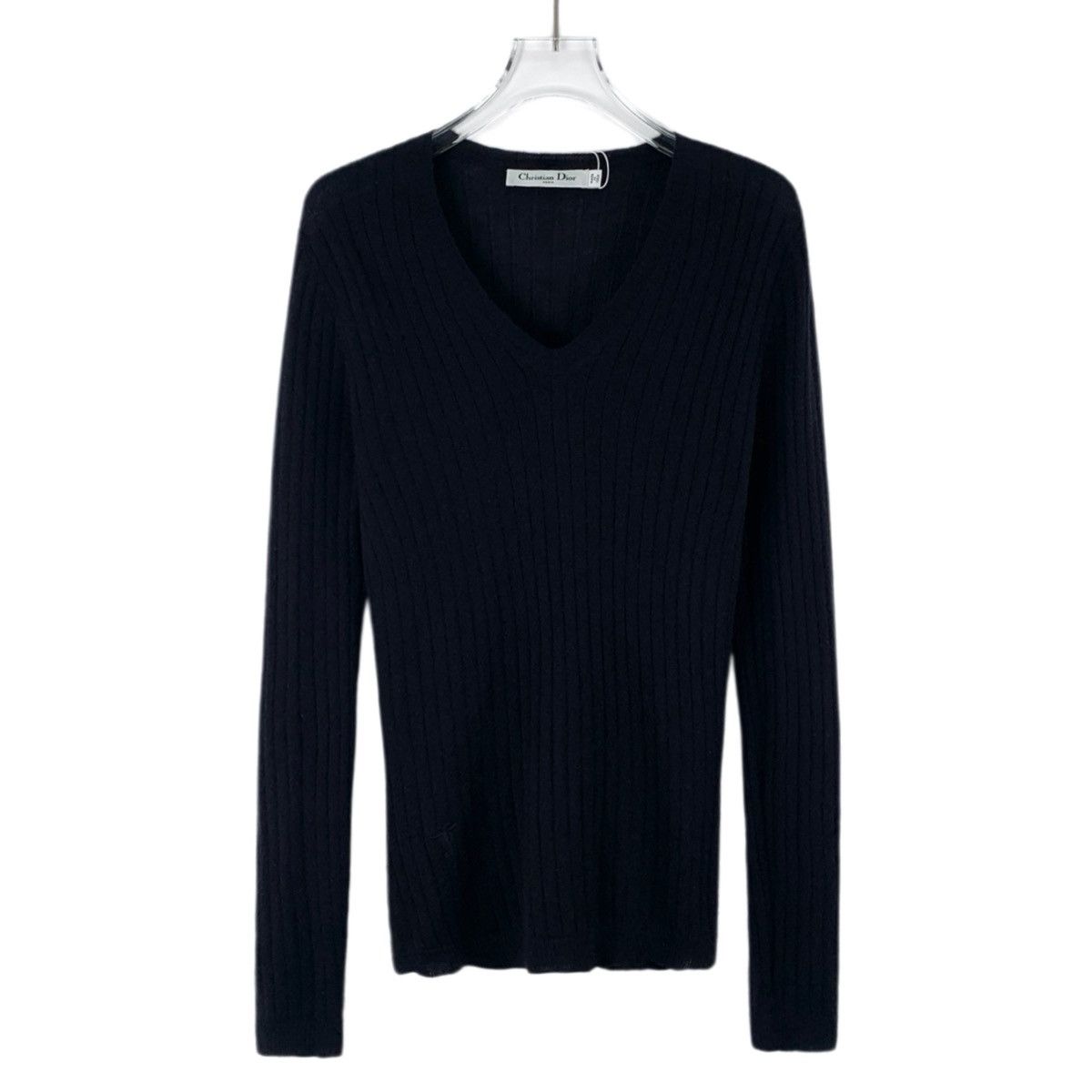 Dior Dior Black Cashmere V-neck Long Sleeve Knitwear K26WX Size L / US 10 / IT 46 - 1 Thumbnail
