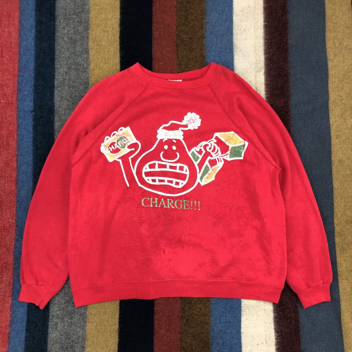 image of 90's Vintage Charge By Hanes Crew Neck Sweatshirt 1480/ay in Red, Men's (Size Large)