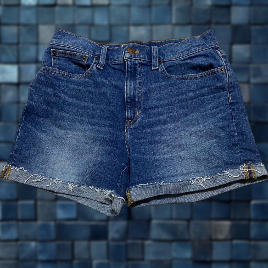 J.Crew J.CREW Womens Shorts Jean Blue Denim Dark Wash High Rise Cut Off Inseam 3.5" 27 Size 27" / US 4 / IT 40 - 1 Thumbnail