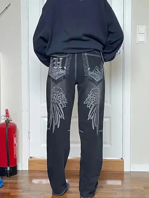 Japanese Brand Loose Baggy Jeans Hiphop Skateboard Denim Pants Size US 36 / EU 52 - 2 Thumbnail