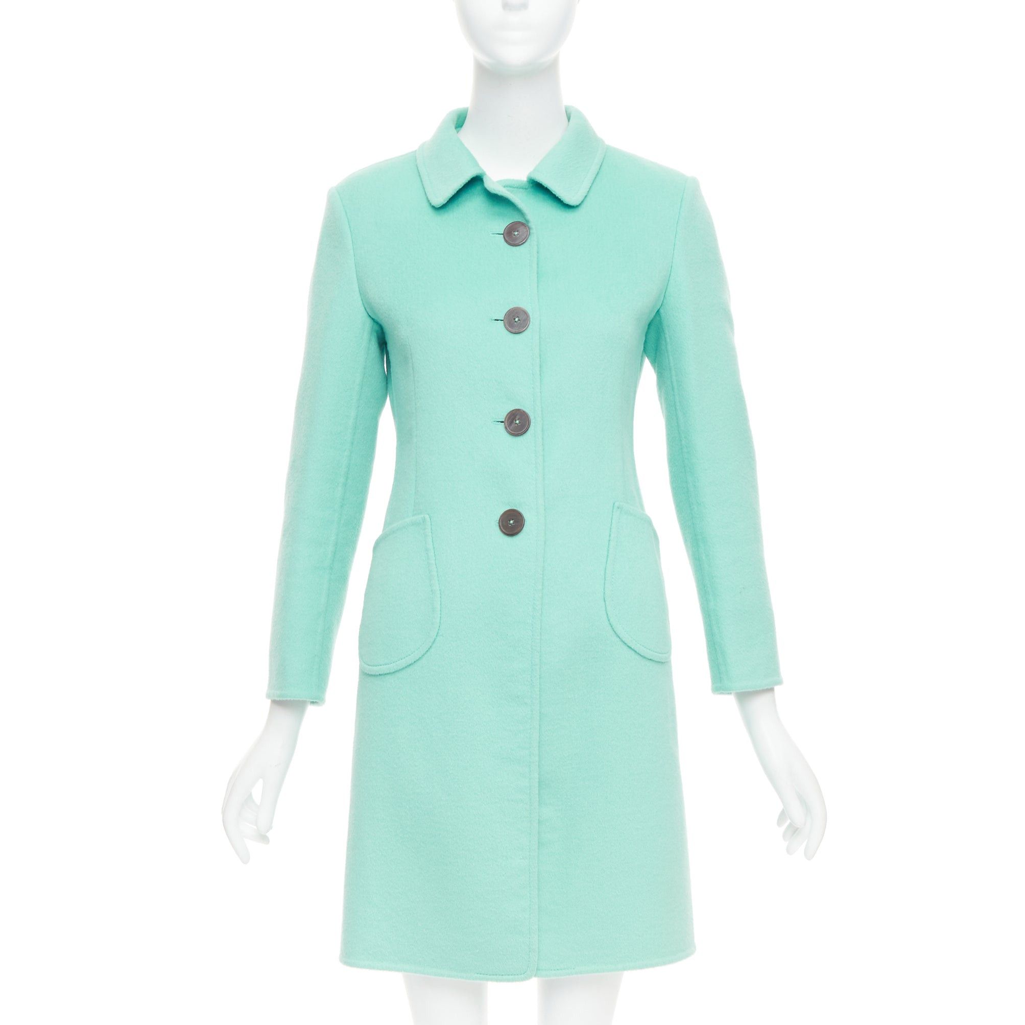 Jil Sander JIL SANDER turquoise blue angorawool patch pocket minimal coat FR34 XS Size XS / US 0-2 / IT 36-38 - 1 Thumbnail