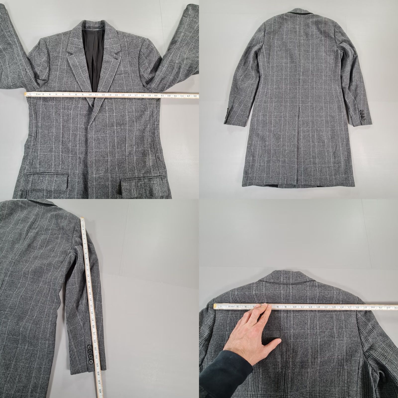 Allsaints AllSaints Coat Grey 38 Wool/Cotton Check Single-Breasted Men's Overcoat Vintage No N/A Size US XXS / EU 40 - 8 Thumbnail