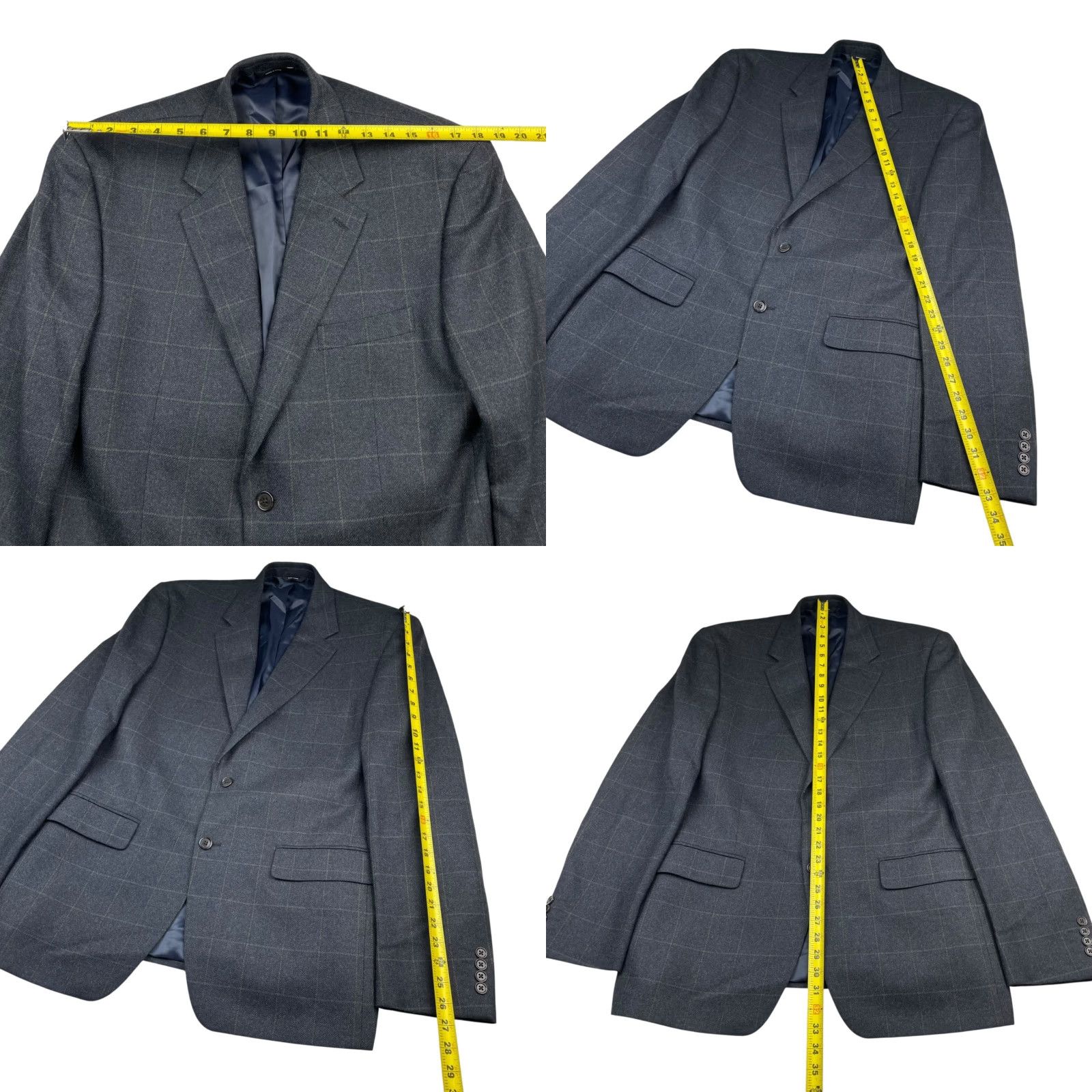 Canon Alex Cannon Men's Blazer 100% Wool 2-Button Navy/Green Windowpane Plaid Large Size 42R - 8 Thumbnail